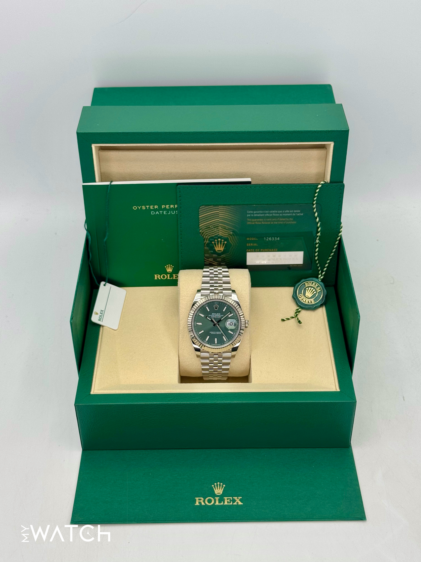 2025 Rolex Datejust 41mm 126334 Jubilee Green Dial - MyWatchLLC