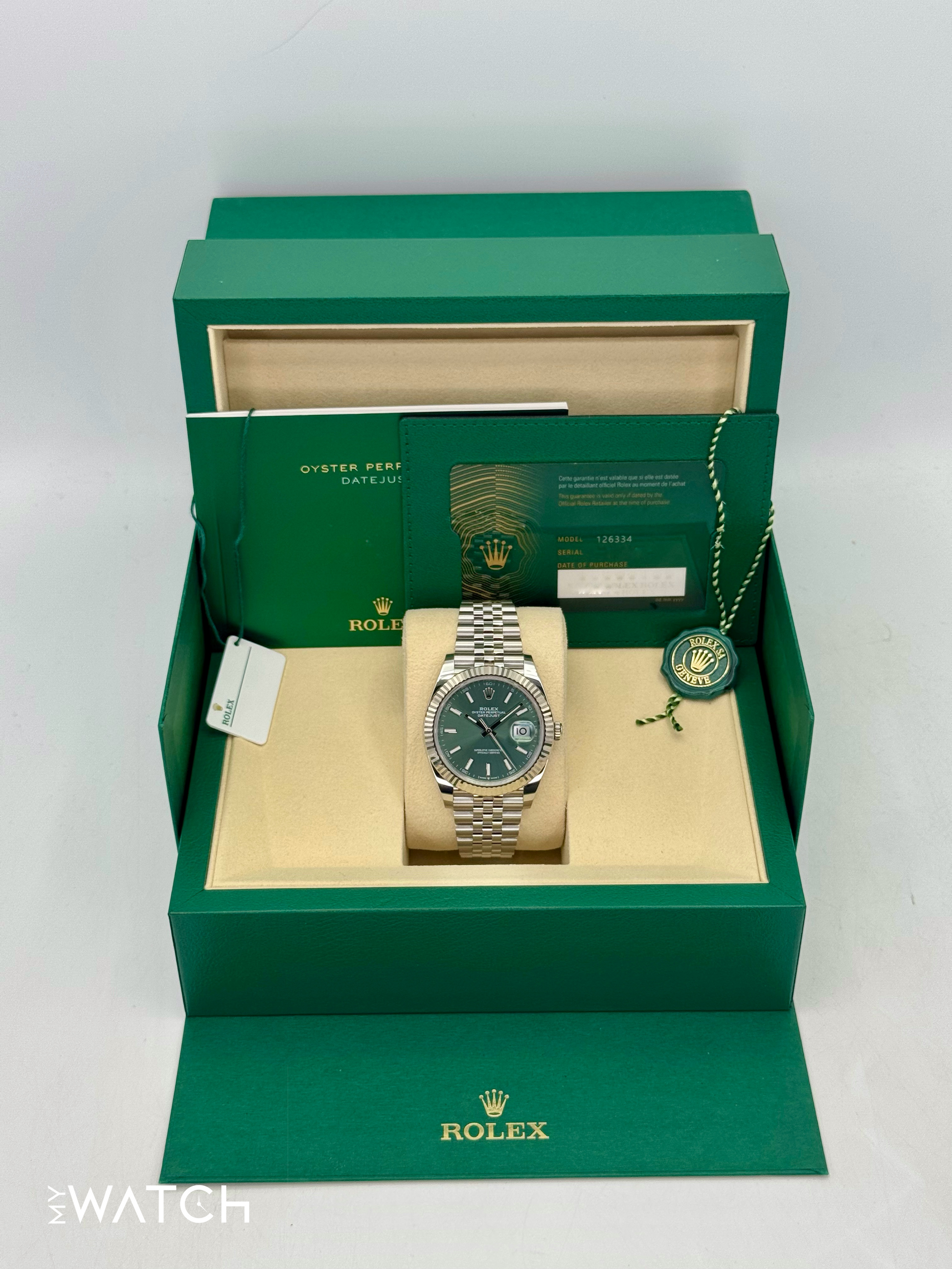 2025 Rolex Datejust 41mm 126334 Jubilee Green Dial - MyWatchLLC