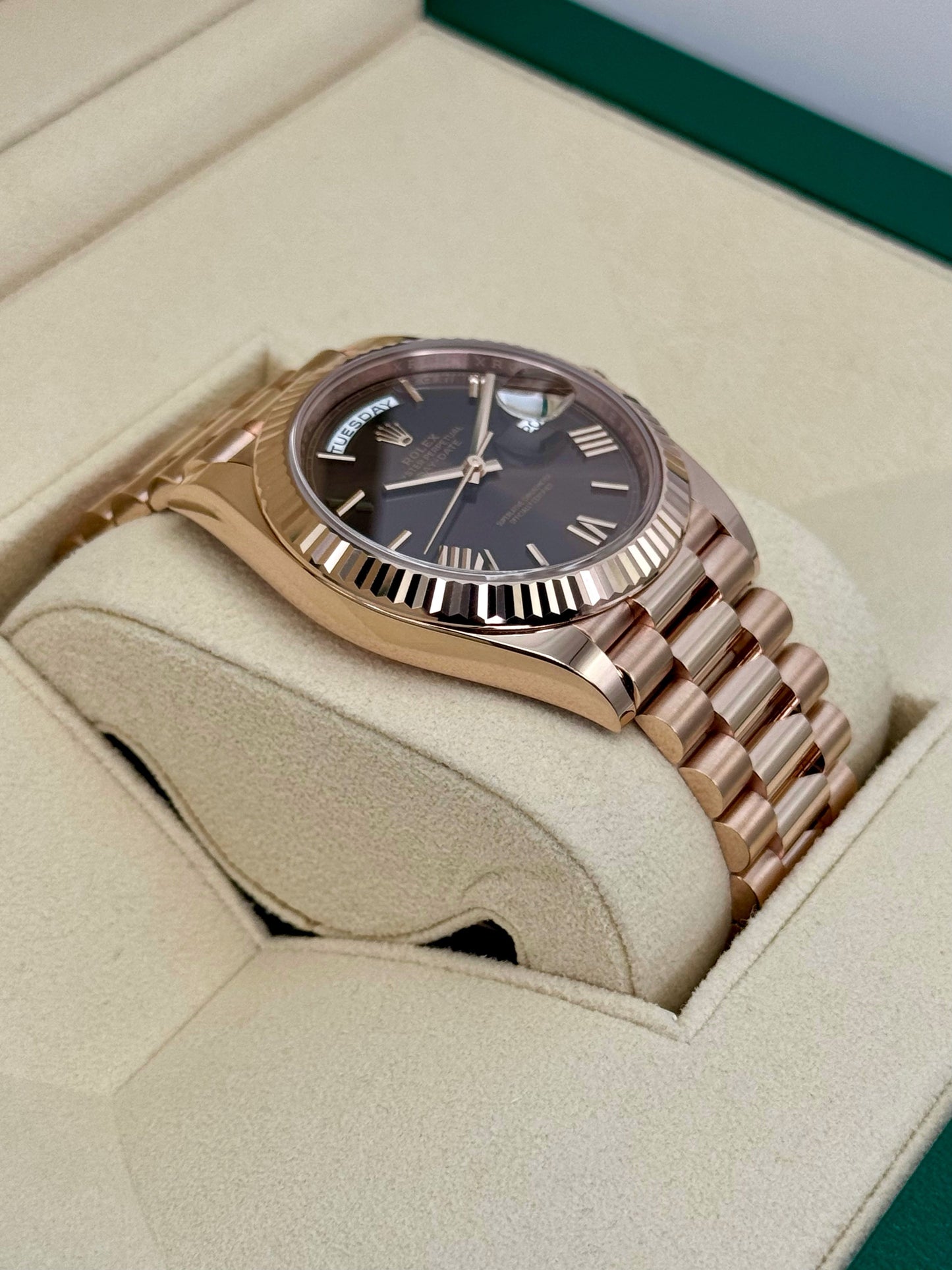 2024 Rolex Day-Date 40mm 228235 Rose Gold Chocolate Dial - MyWatchLLC