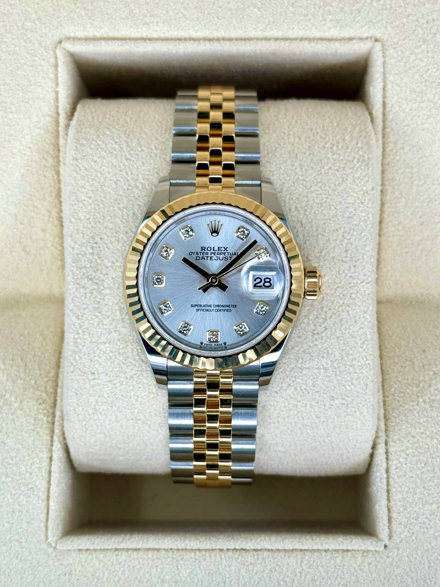 NEW 2024 Rolex Lady Datejust 28mm 279173 Jubilee Silver Diamond Dial - MyWatchLLC