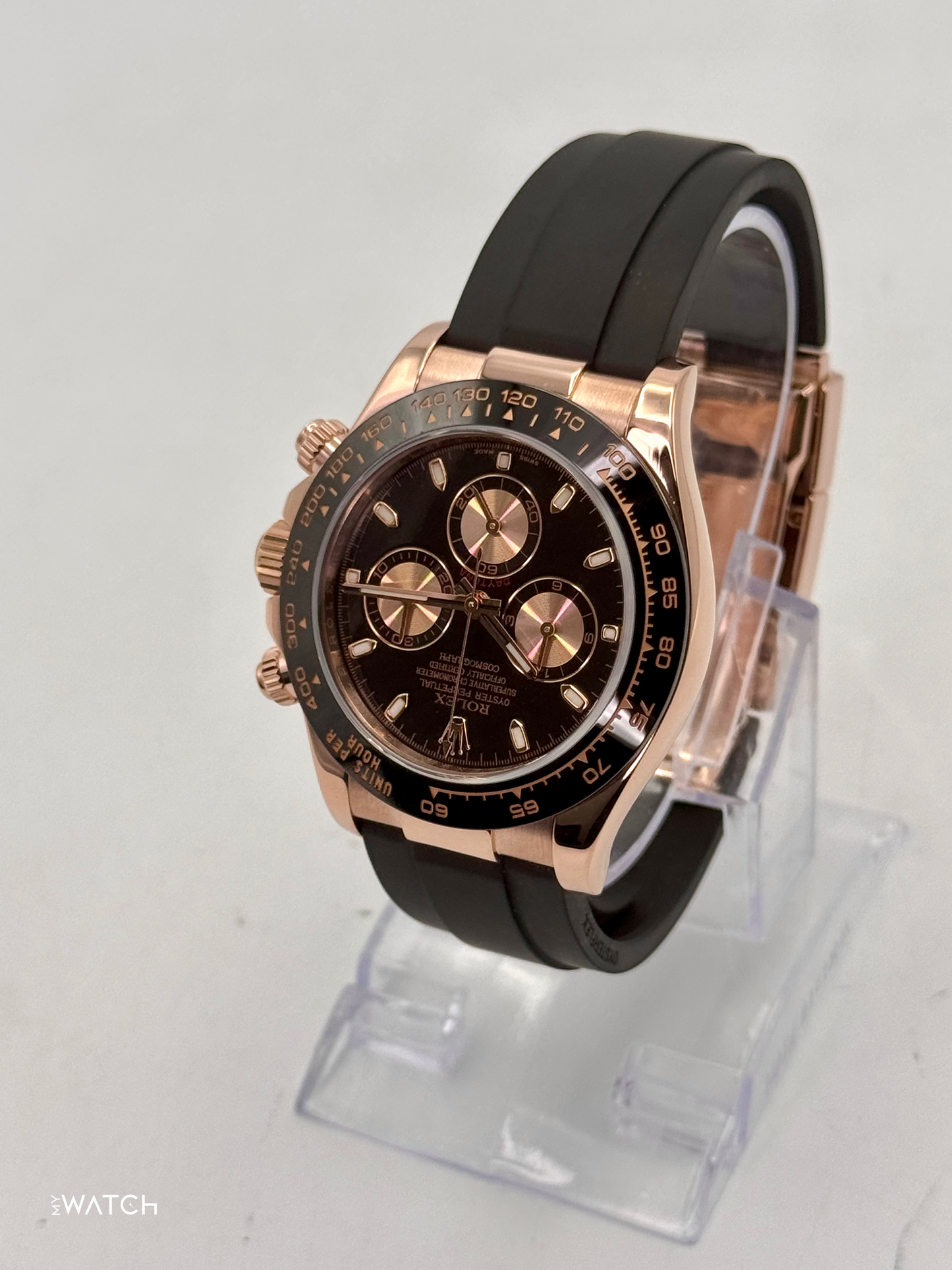 2024 CPO Rolex Daytona 40mm 116515LN Rose Gold Oysterflex Black Dial - MyWatchLLC
