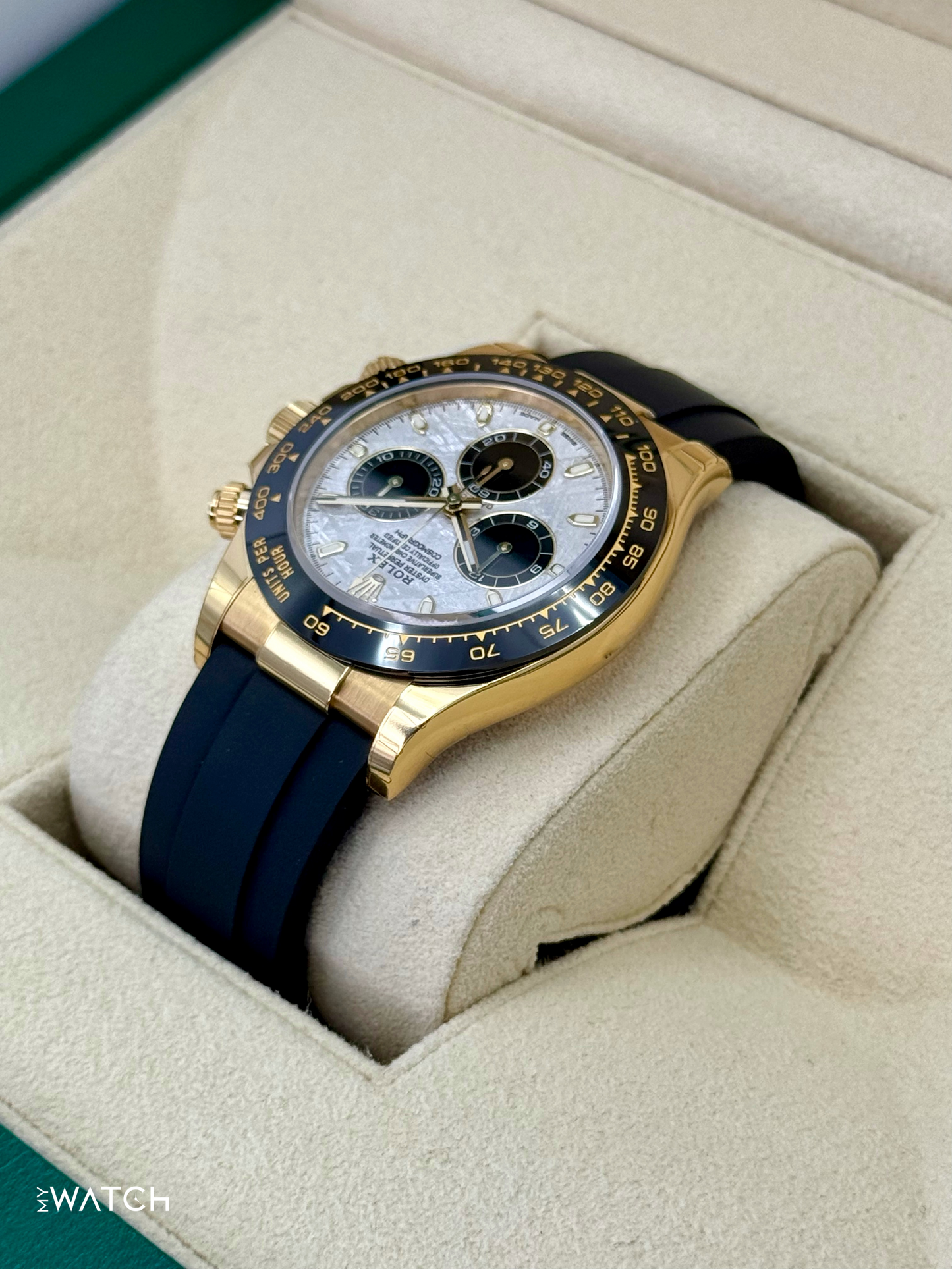 2022 Rolex Daytona 40mm 126518LN Yellow Gold Oysterflex Meteorite Dial (STICKERED) - MyWatchLLC