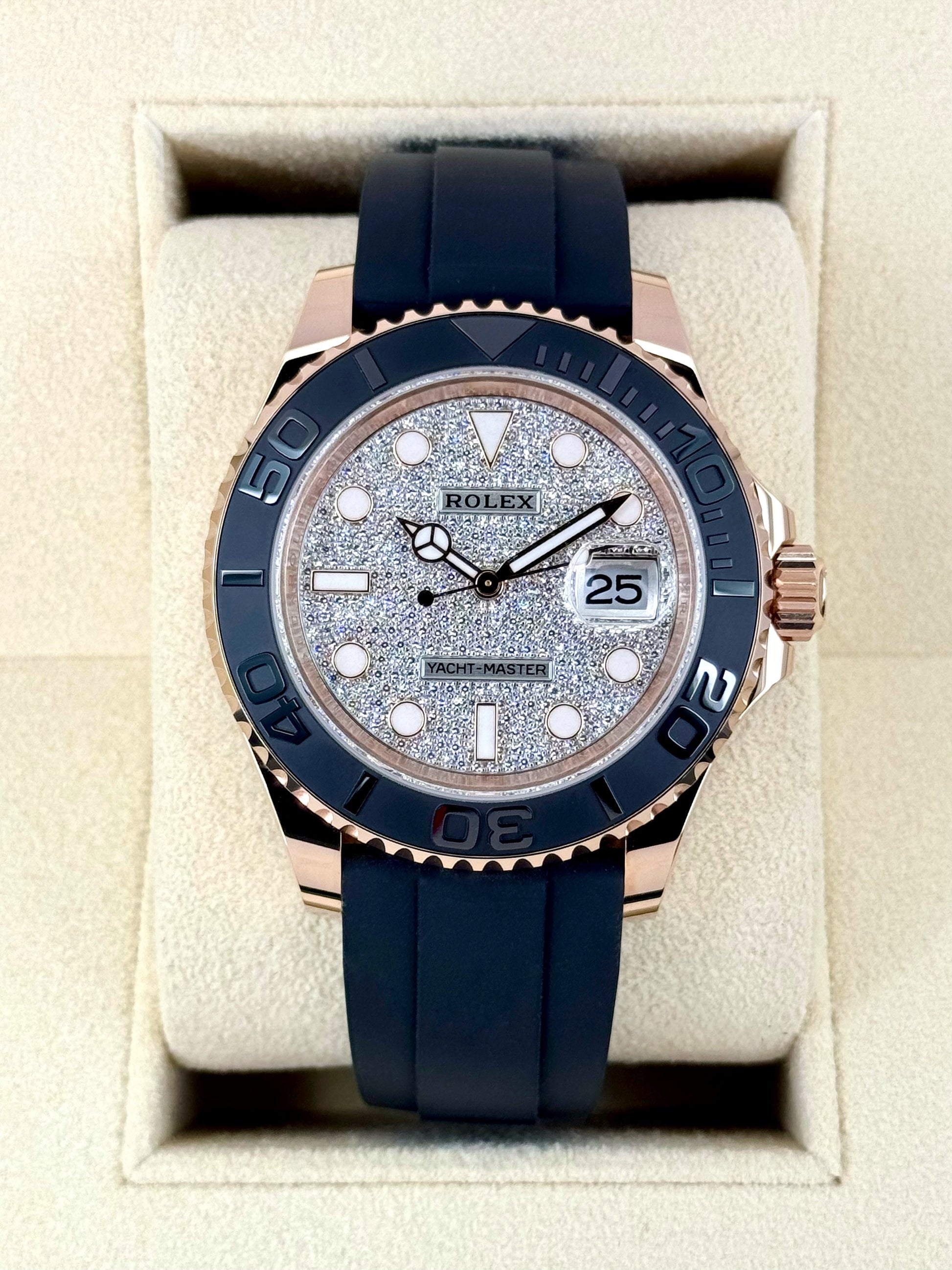 New 2025 Rolex Yacht-Master 40mm 126655 Rose Gold Diamond Paved Dial - MyWatchLLC