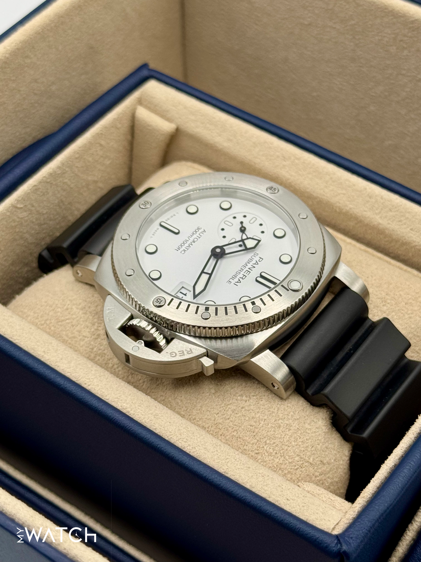 NEW 2025 Panerai Submersible 42mm PAM01590 Stainless Steel White Dial - MyWatchLLC