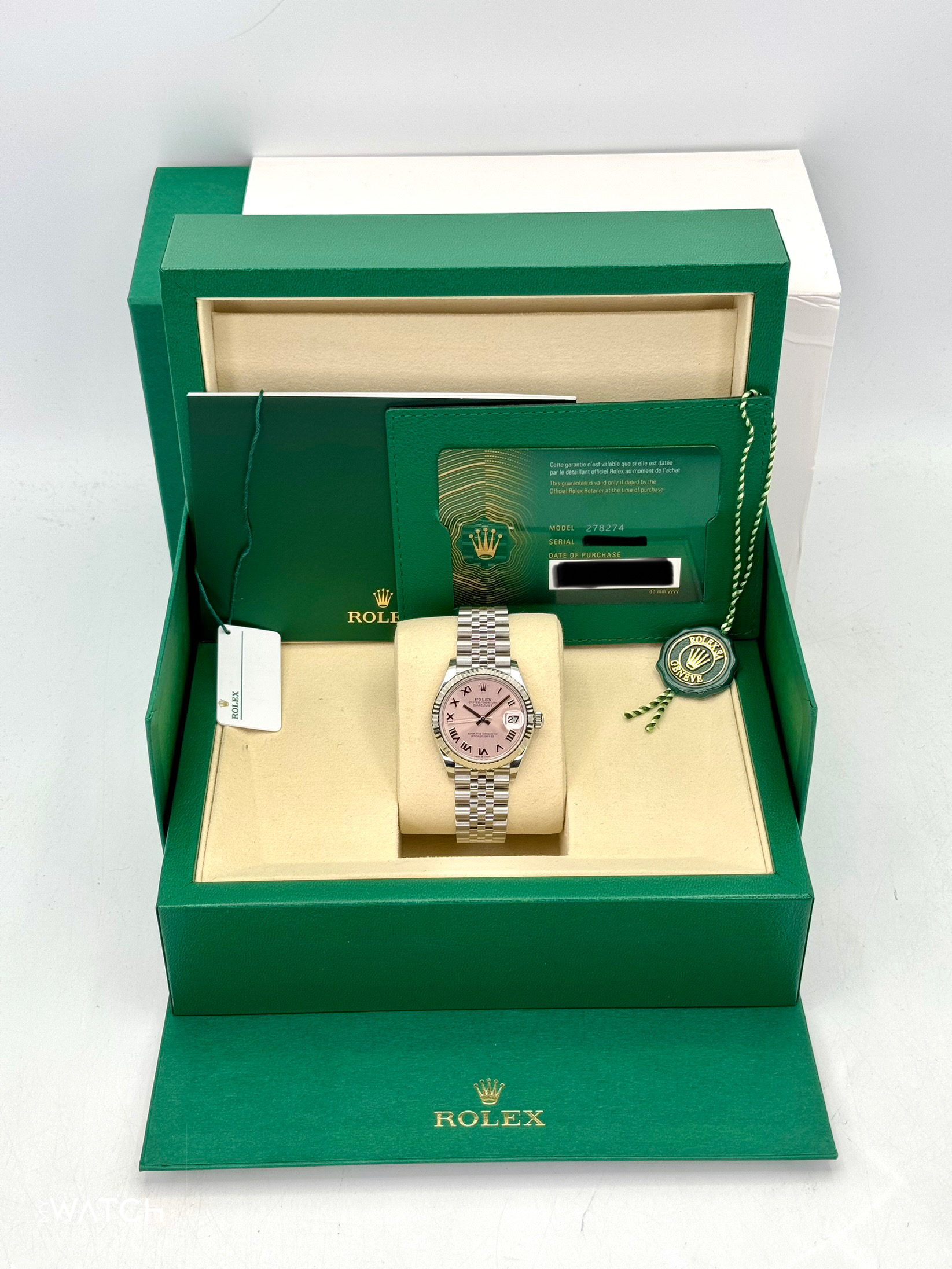 NEW 2025 Rolex Lady Datejust 31mm 278274 Stainless Steel Jubilee Pink Roman Dial - MyWatchLLC