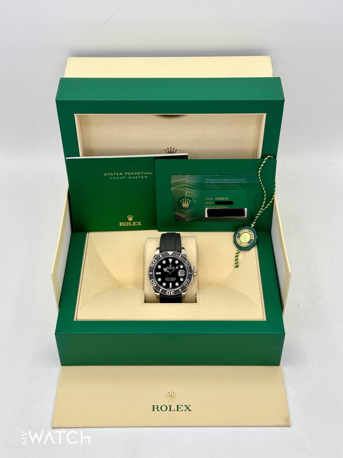 2020 Rolex Yacht-Master 42mm 226659 White Gold Oysterflex Black Dial - MyWatchLLC