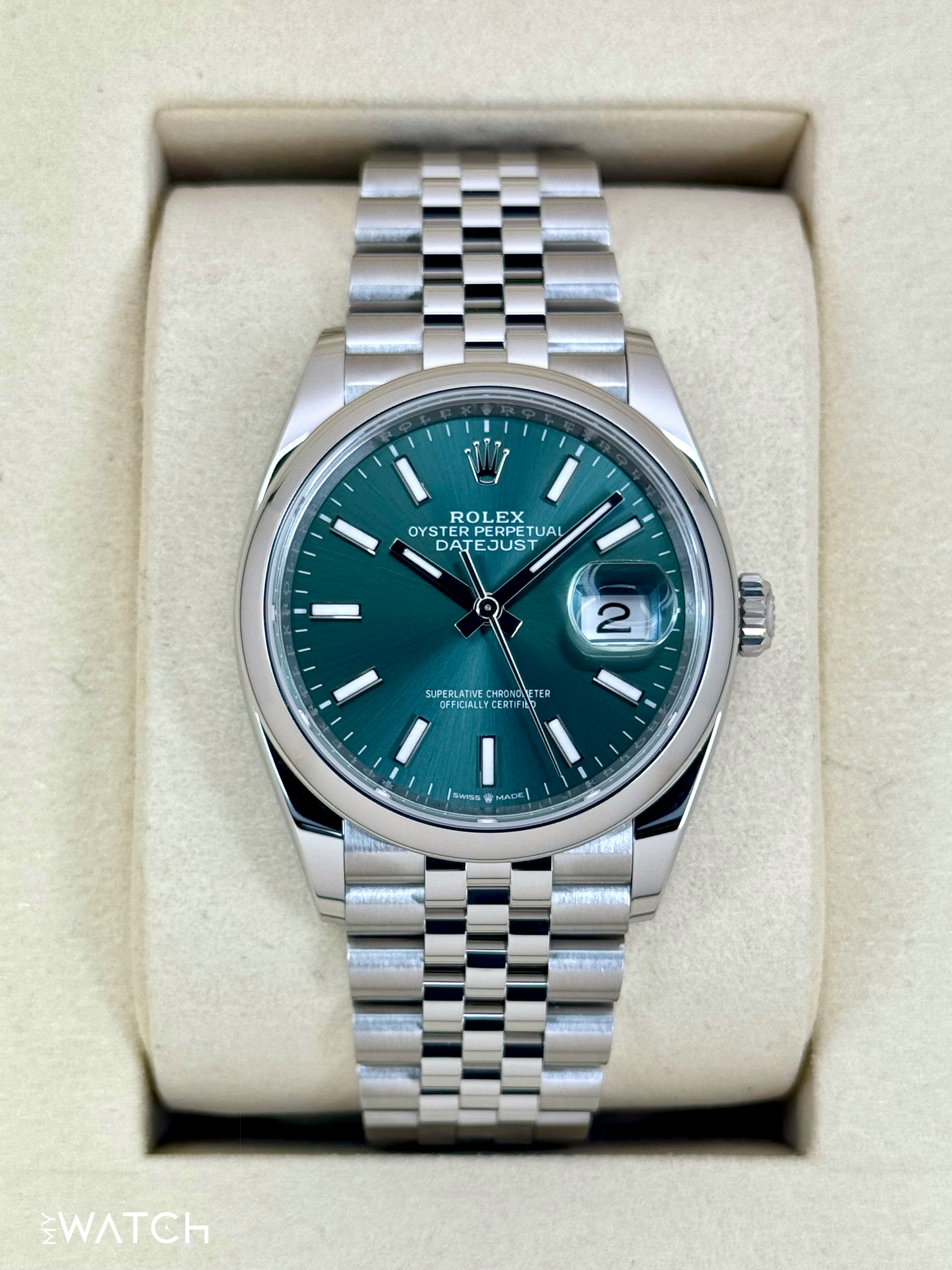 NEW 2025 Rolex Datejust 36mm 126200 Stainless Steel Jubilee Green Dial - MyWatchLLC