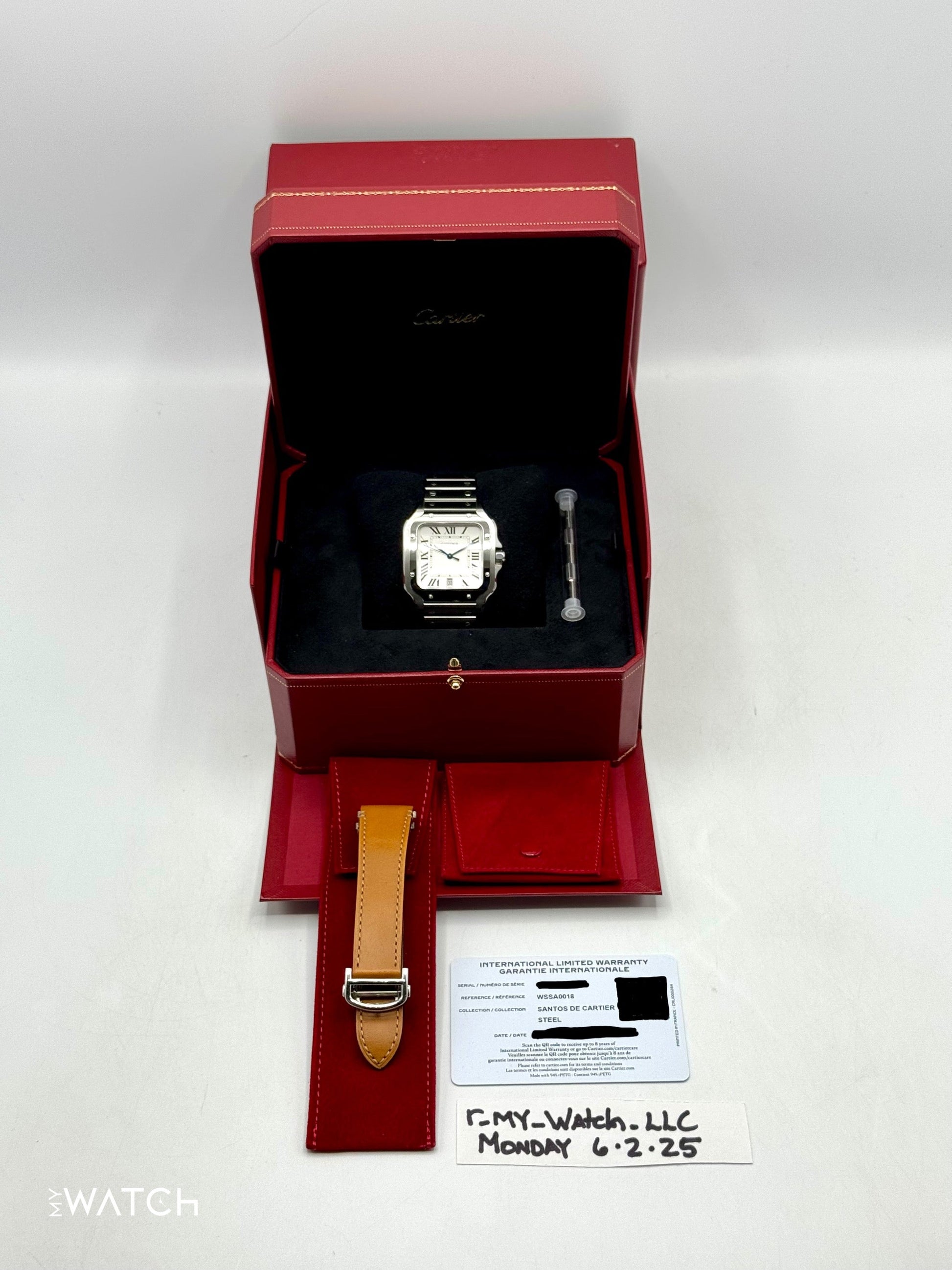 2023 Santos De Cartier 39.8mm WSSA0018 Stainless Steel White Dial - MyWatchLLC