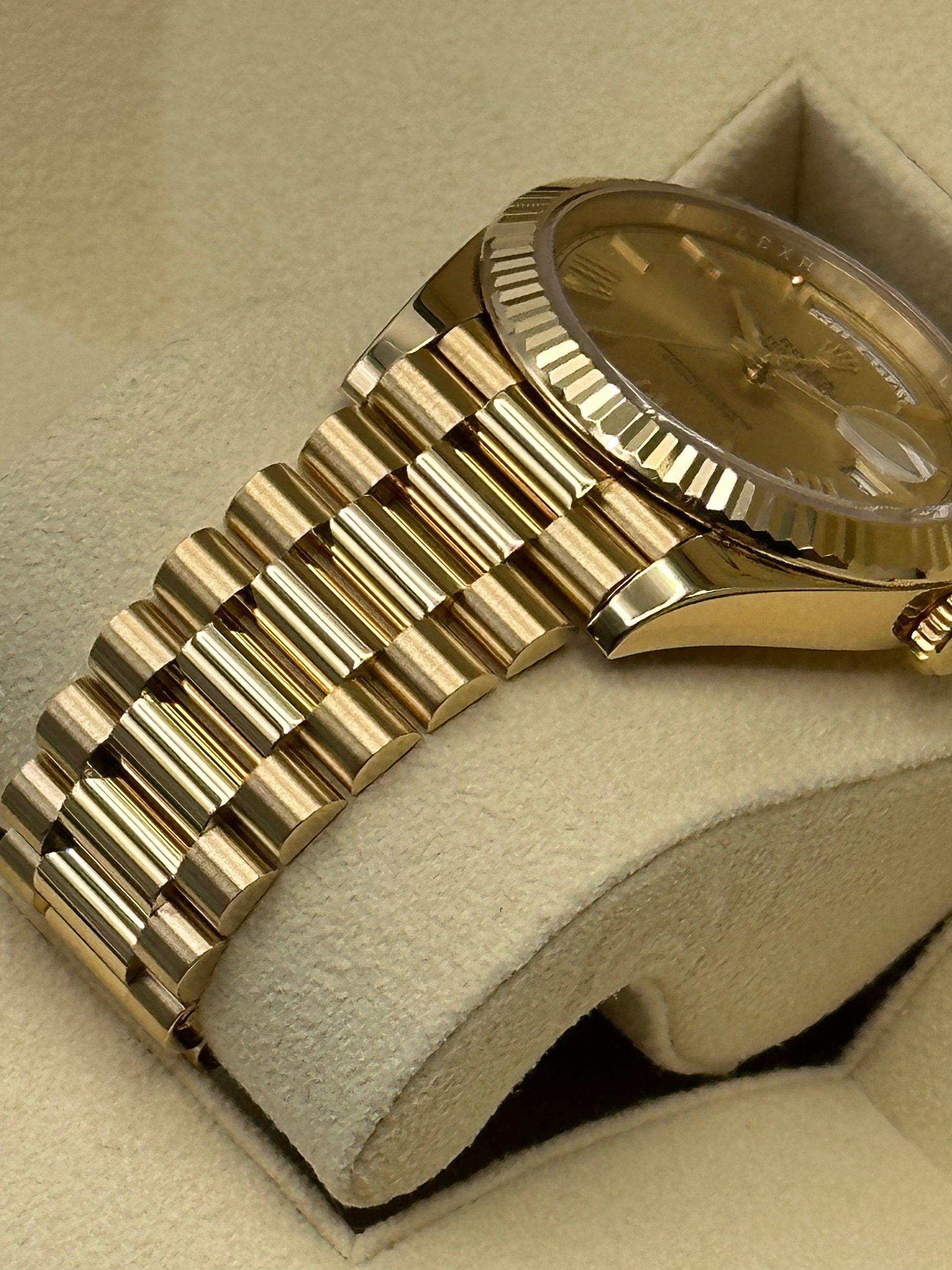 2019 Rolex Day-Date 40mm 228238 YG Champagne Roman Numeral Dial - MyWatchLLC