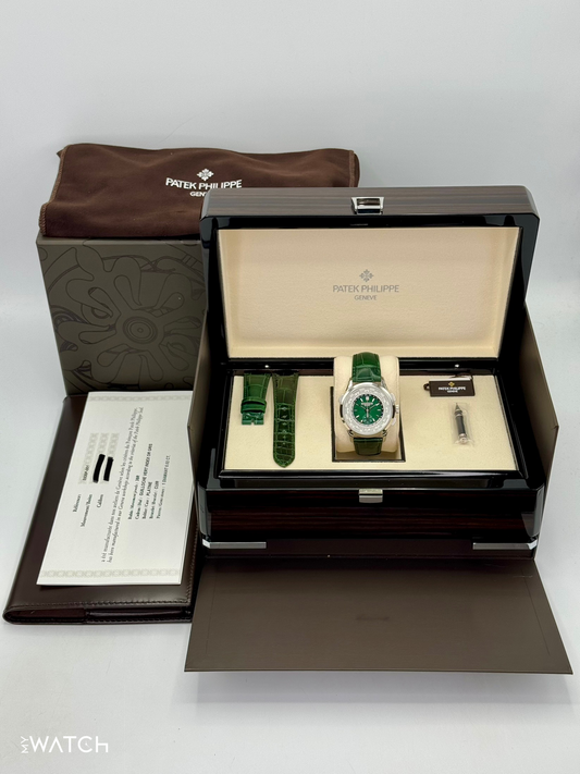 2023 Patek Philippe 5930P World Time Flyback Chronograph Platinum Green Dial - MyWatchLLC