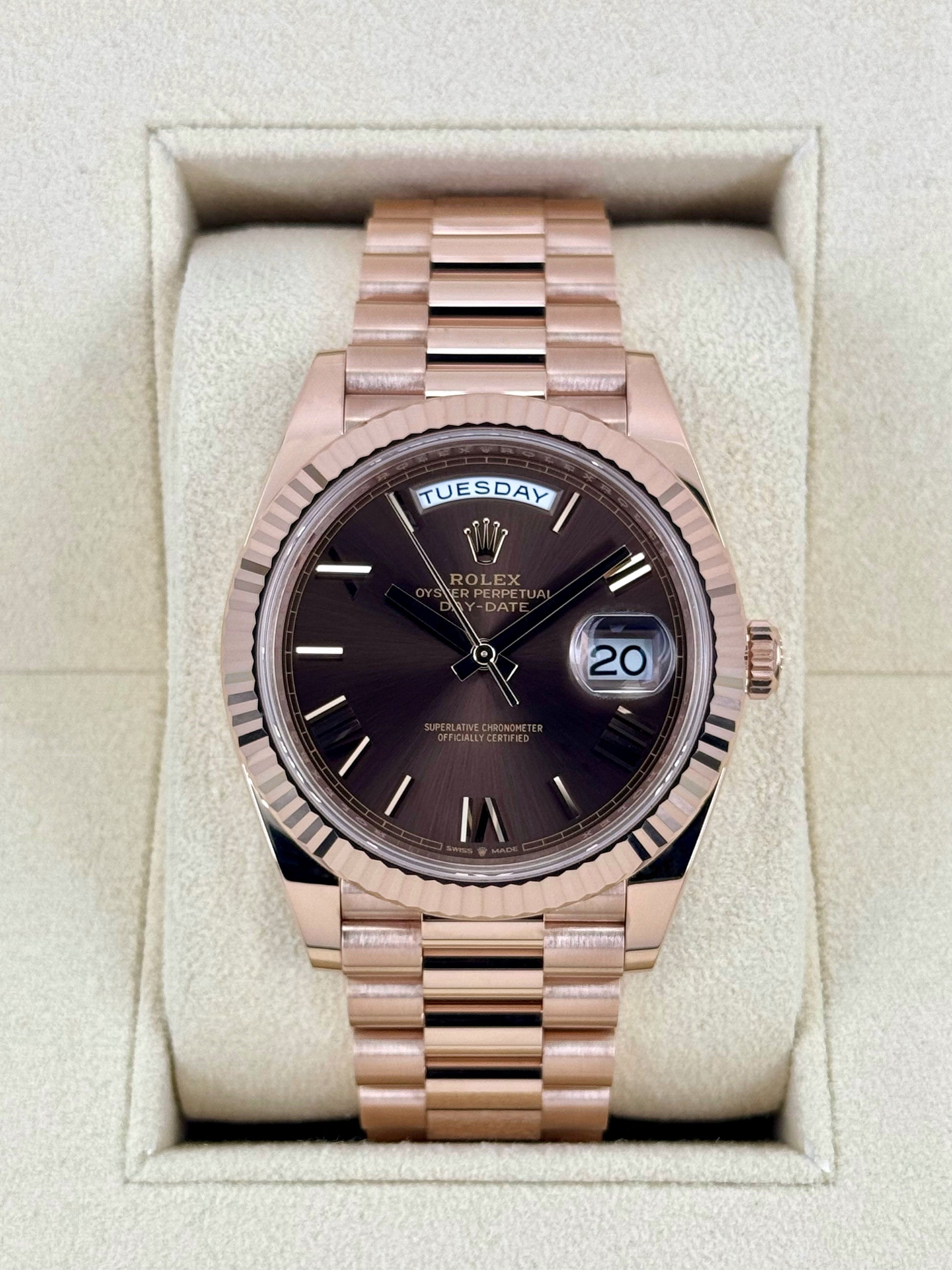 2024 Rolex Day-Date 40mm 228235 Rose Gold Chocolate Dial - MyWatchLLC