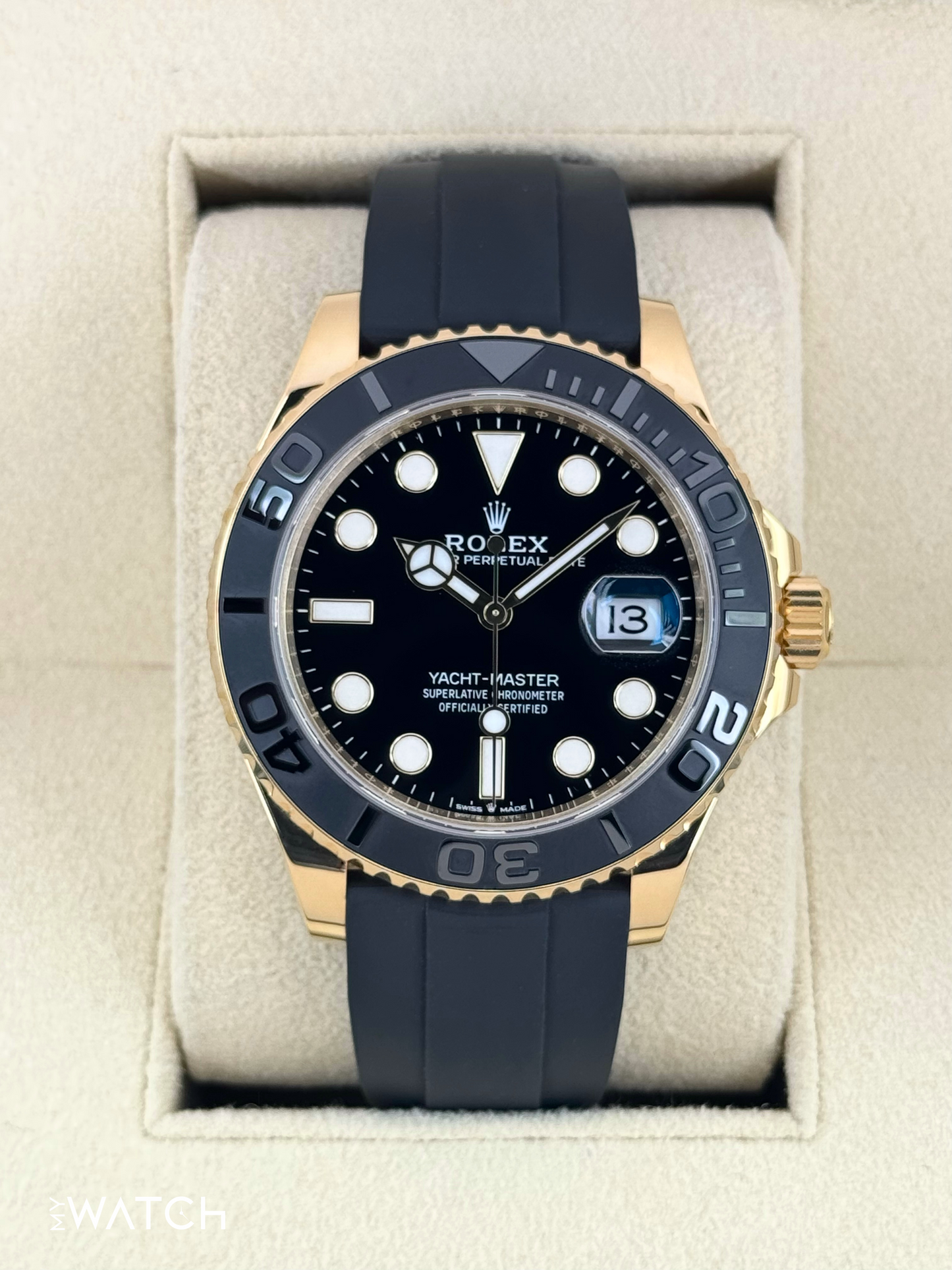 2024 Rolex Yacht-Master 42mm 226658 Gold Oysterflex Black Dial - MyWatchLLC