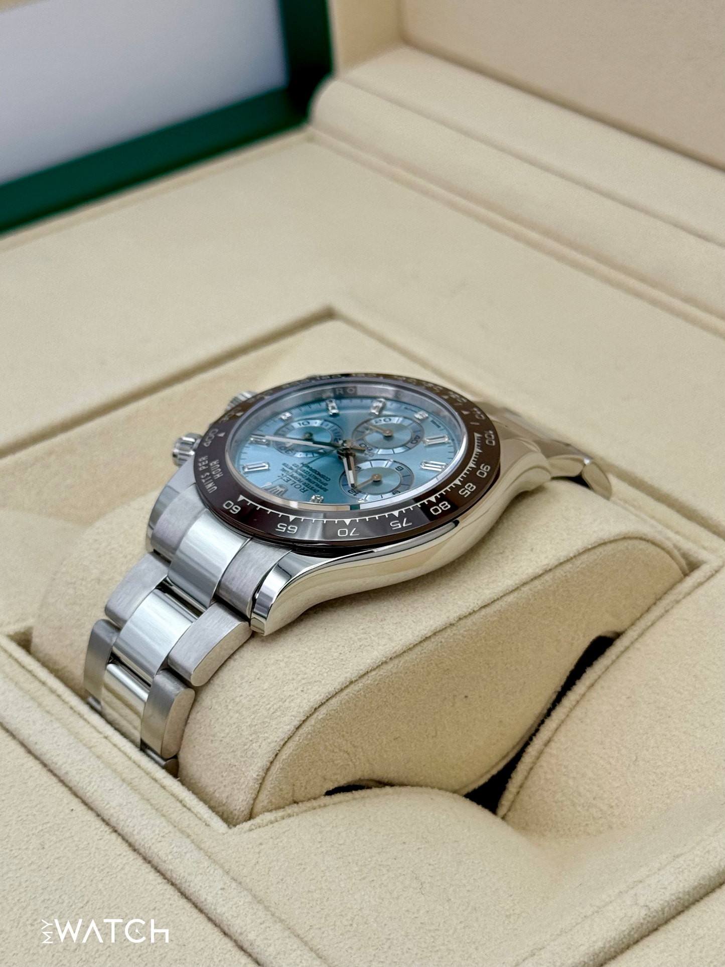 2022 Rolex Daytona 40mm 116506 Platinum Ice Blue Diamond Baguette Dial - MyWatchLLC