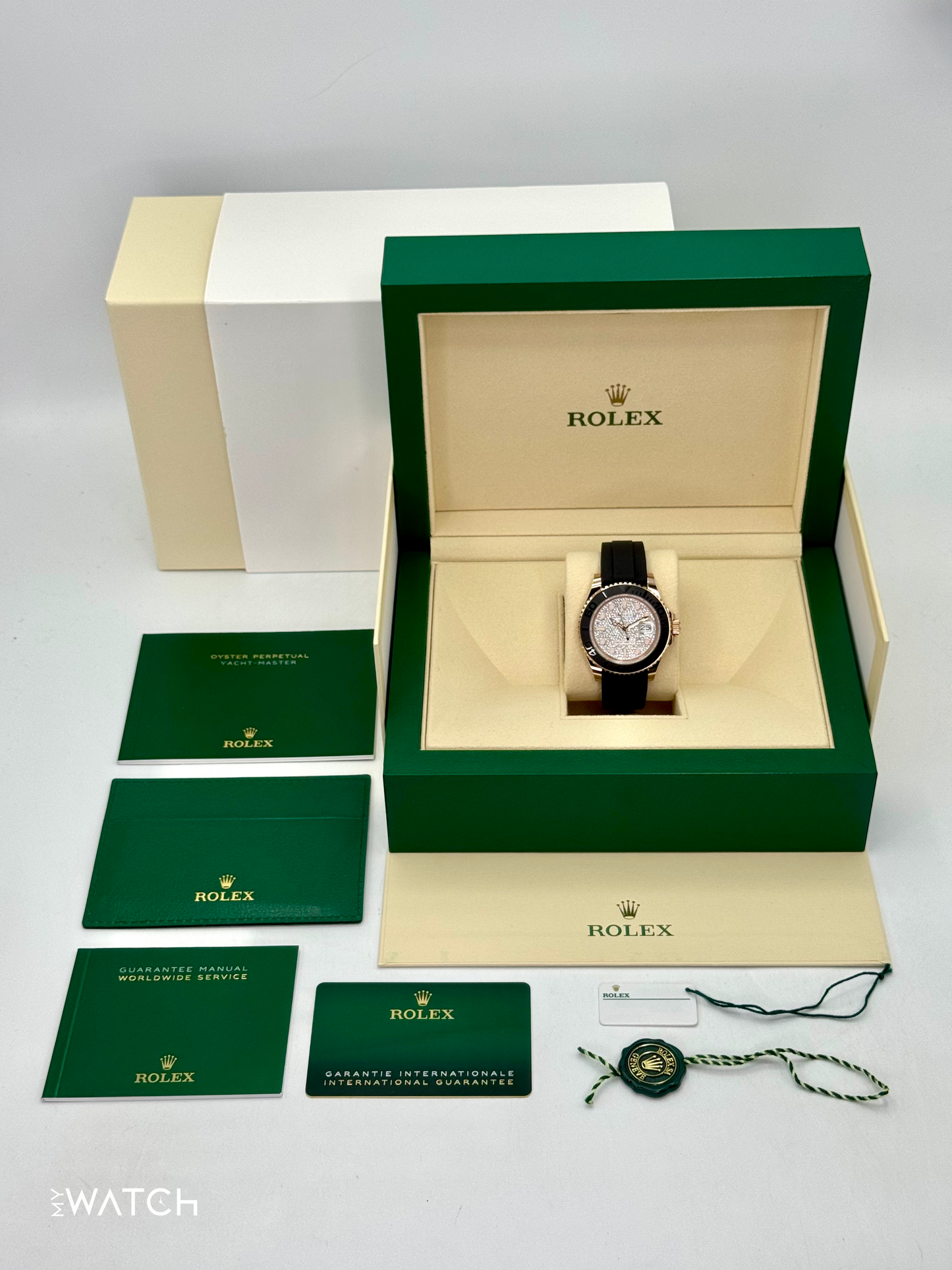 New 2025 Rolex Yacht-Master 40mm 126655 Rose Gold Diamond Paved Dial - MyWatchLLC