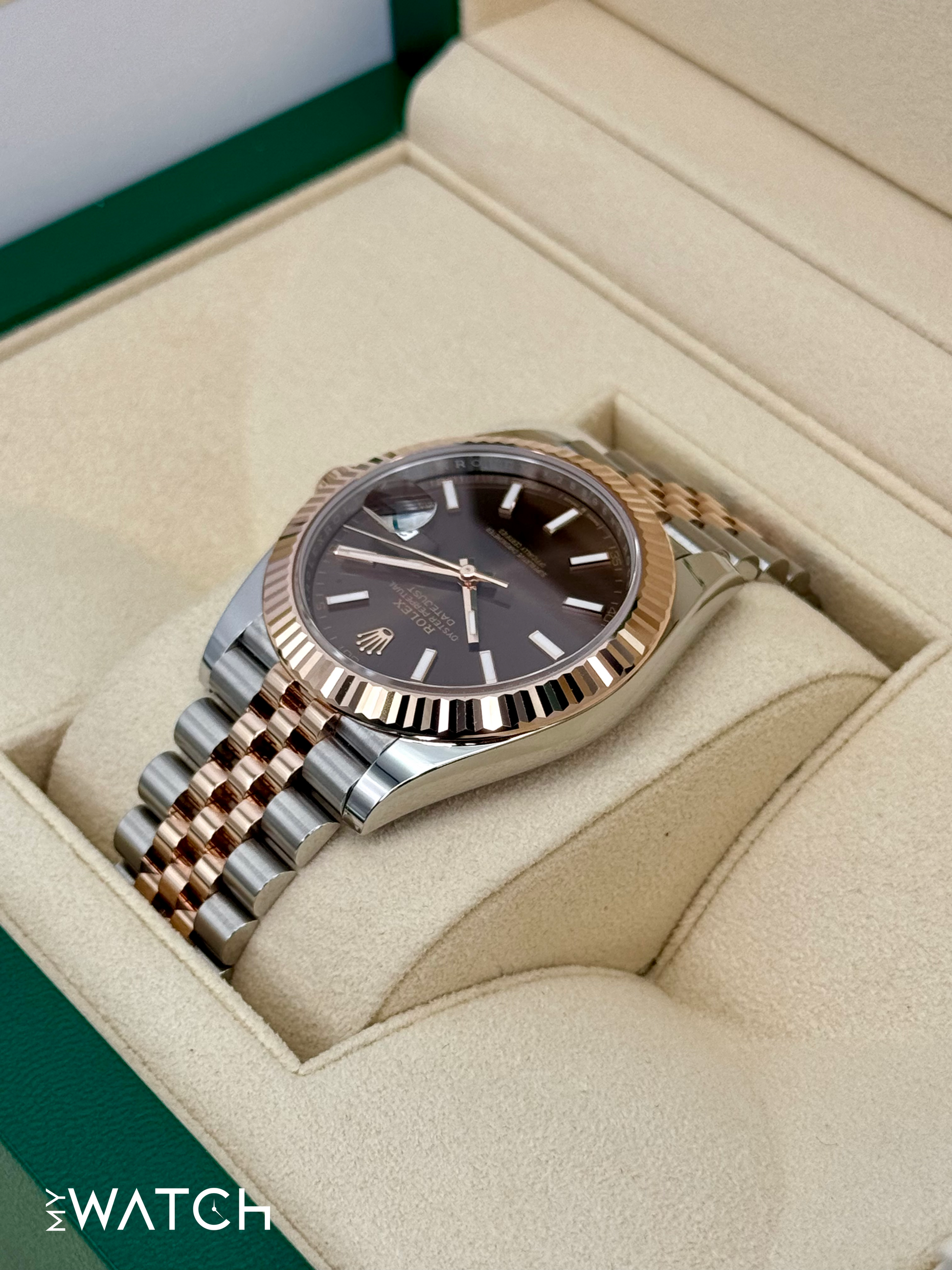 NEW 2024 Rolex Datejust 41mm 126331 Two-Tone Rose Gold Chocolate Dial - MyWatchLLC