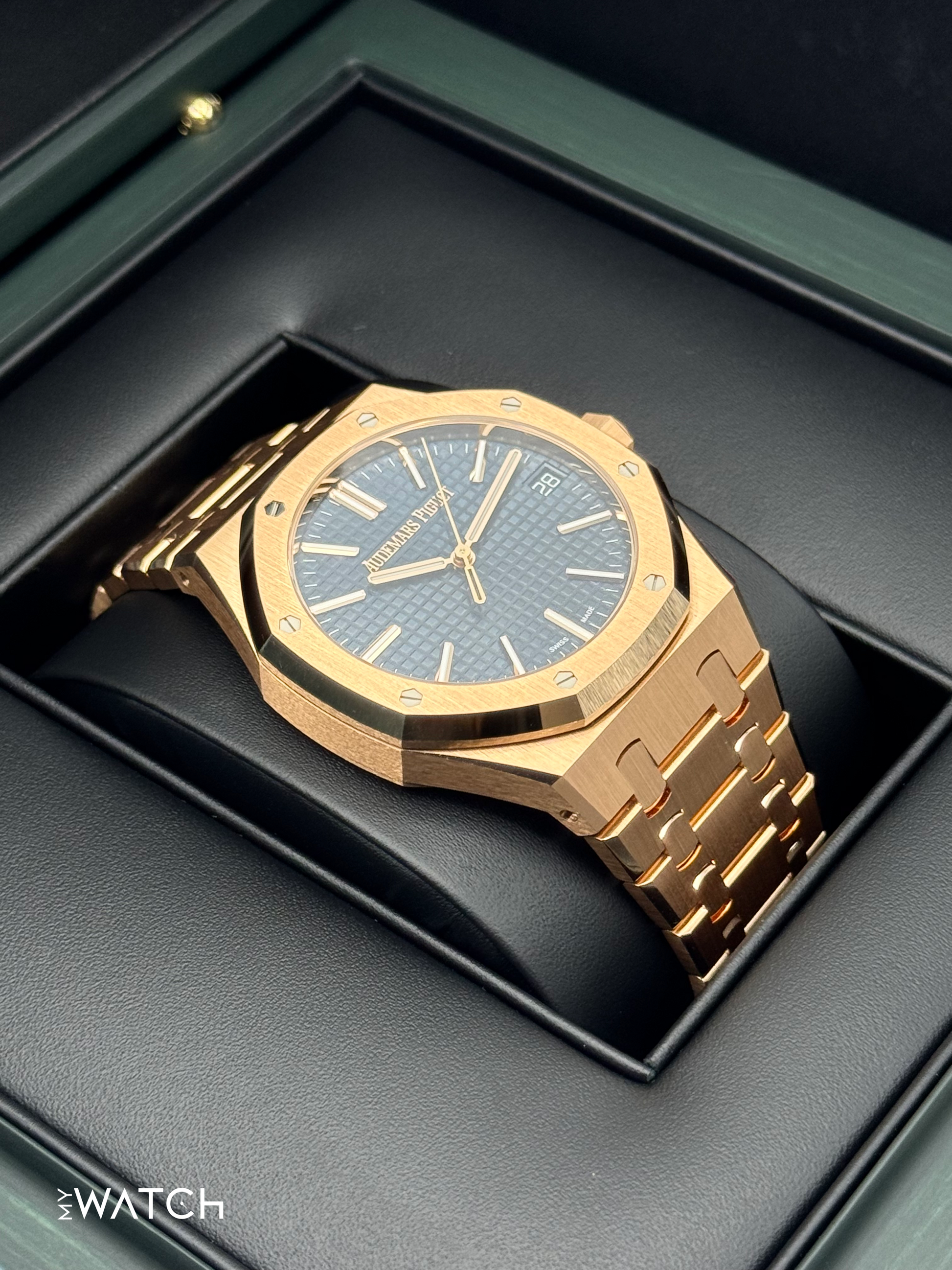 NEW 2025 Audemars Piguet Royal Oak 41mm 15510OR Rose Gold Blue Dial - MyWatchLLC