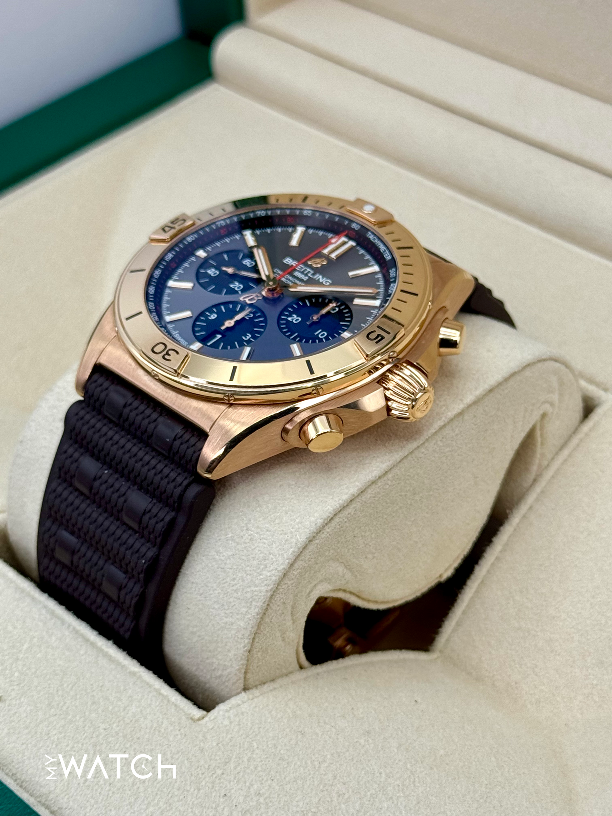 2023 Breitling Chronomat B01 42mm RB0134 Red Gold Grey Dial - MyWatchLLC