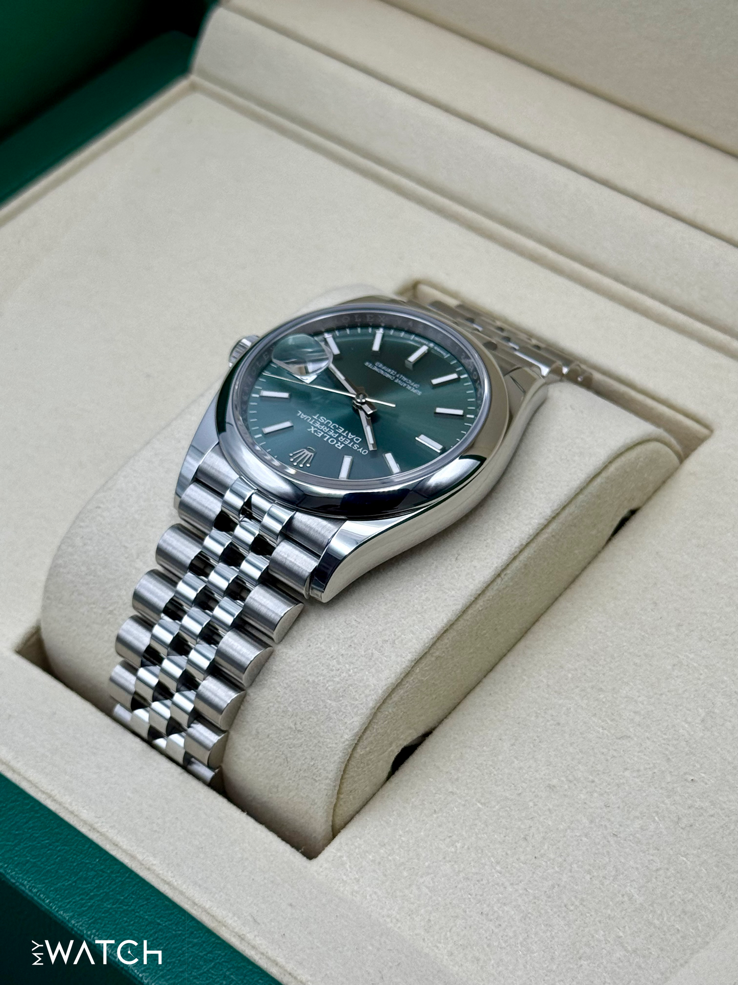 NEW 2025 Rolex Datejust 36mm 126200 Stainless Steel Jubilee Green Dial - MyWatchLLC