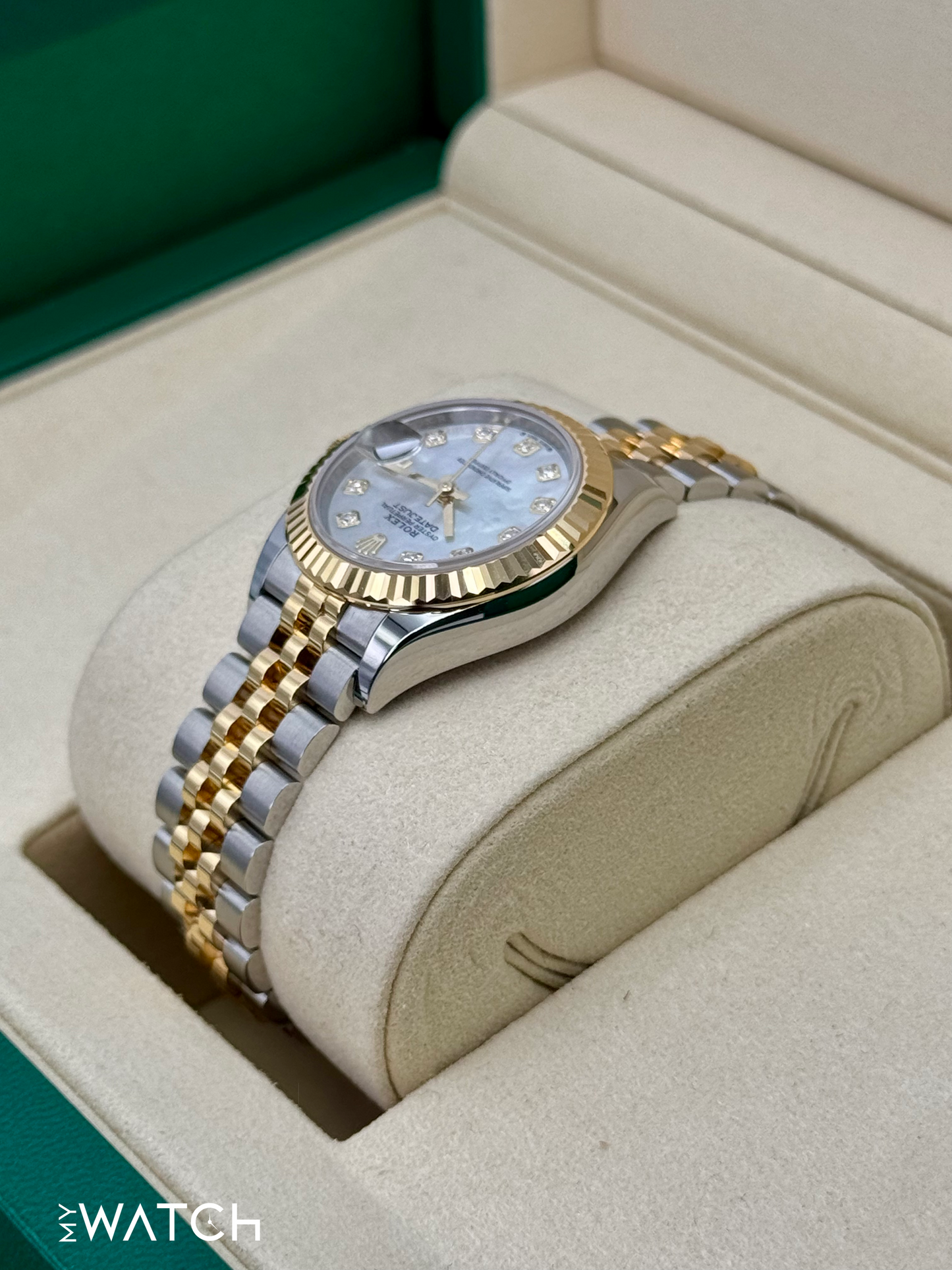 NEW 2025 Rolex Lady Datejust 28mm 279173 Jubilee MOP Diamond Dial - MyWatchLLC