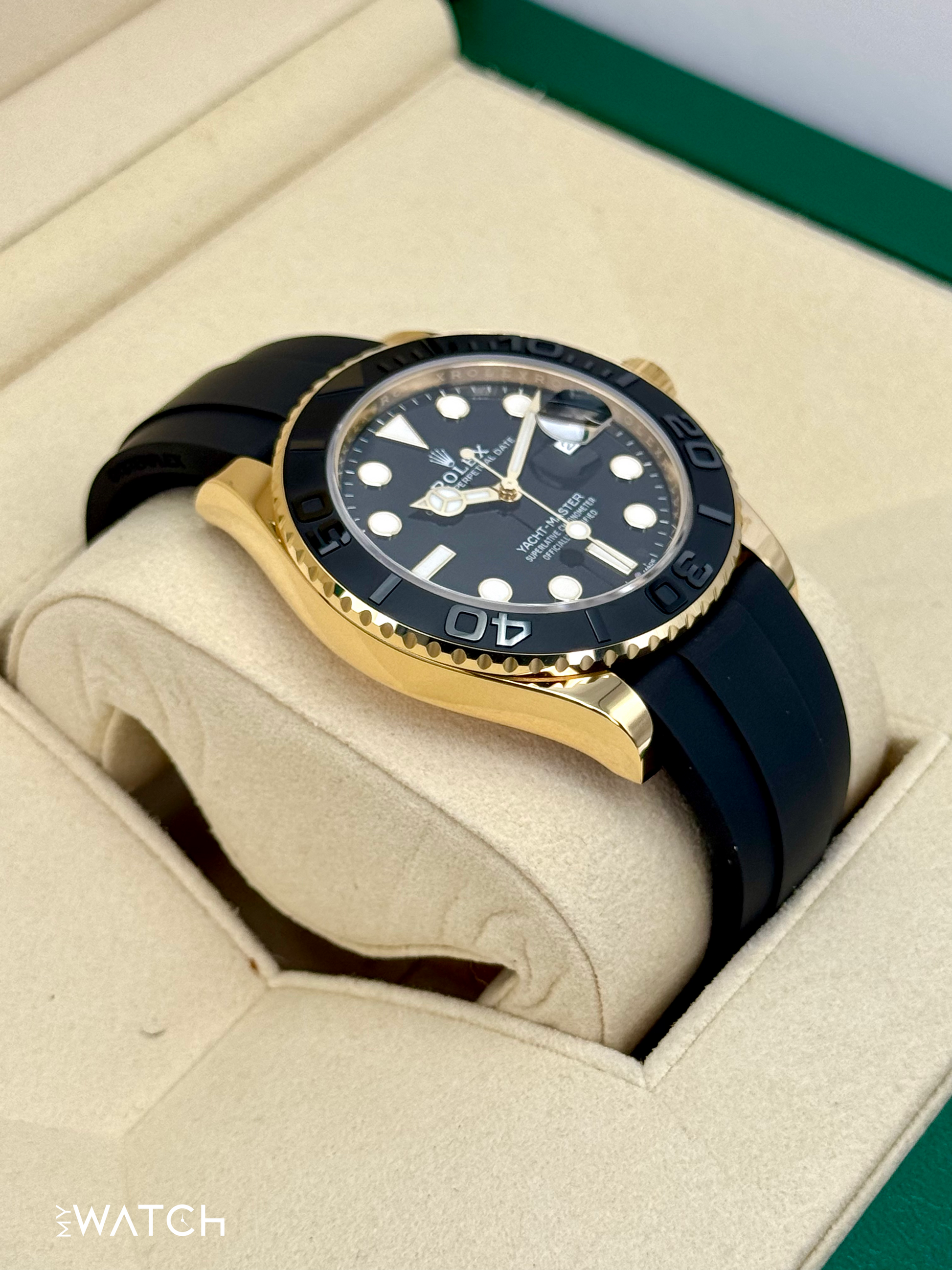 2022 Rolex Yacht-Master 42mm 226658 Gold Oysterflex Black Dial - MyWatchLLC