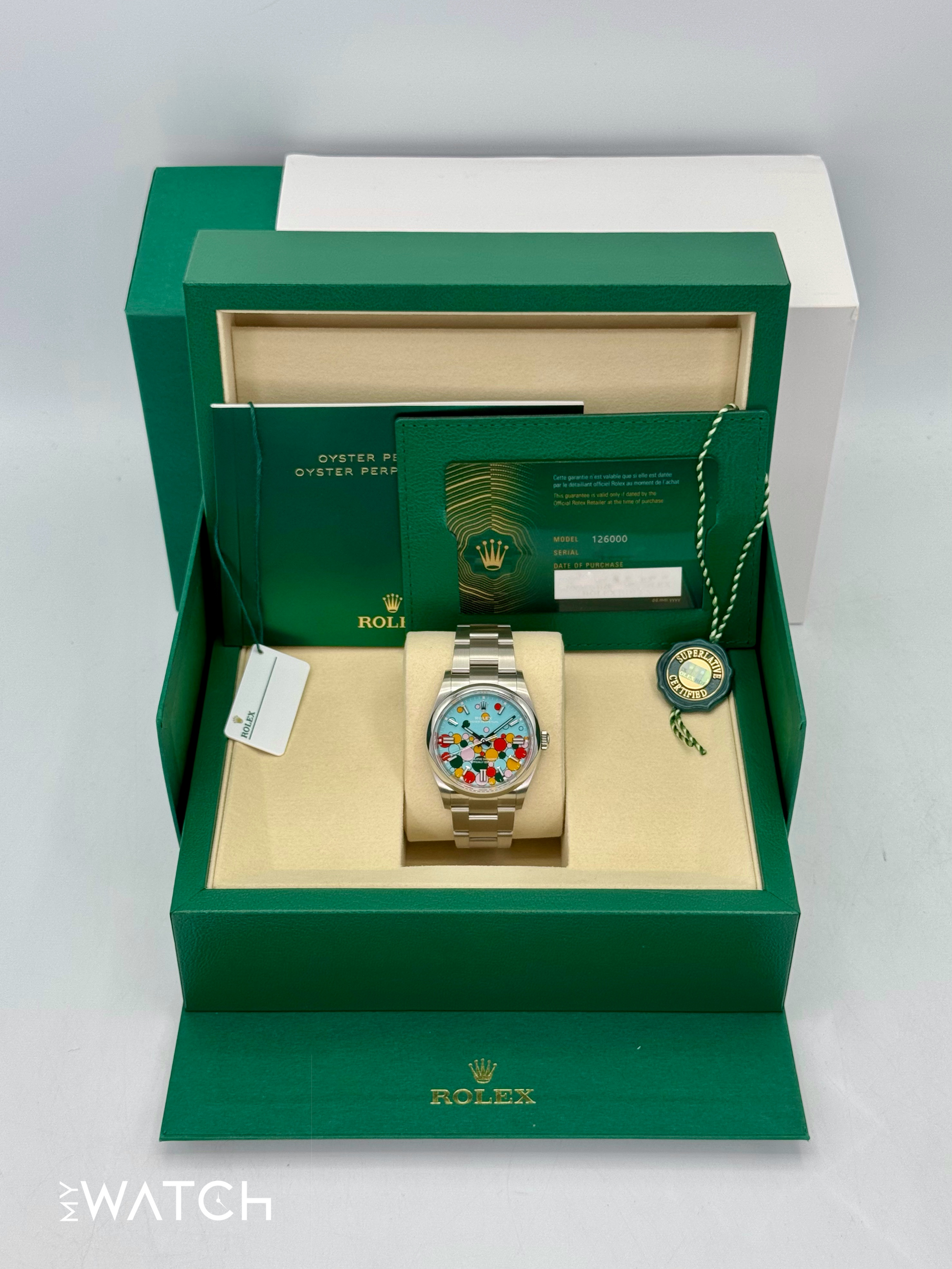 NEW 2025 Rolex Oyster Perpetual 36mm 126000 Celebration Dial - MyWatchLLC
