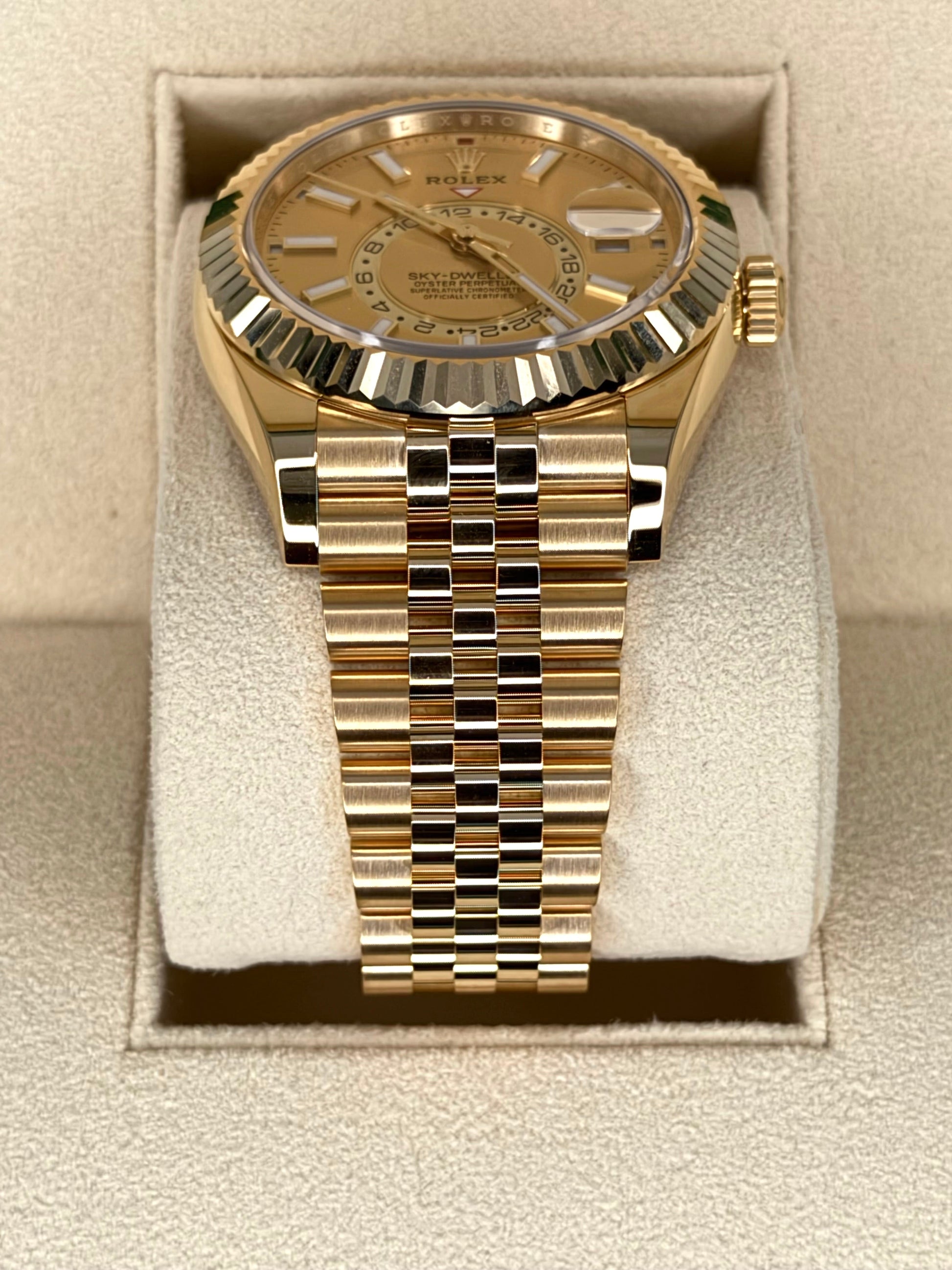 NEW 2025 Rolex Sky-Dweller 42mm 336938 Yellow Gold Jubilee Champagne Dial - MyWatchLLC