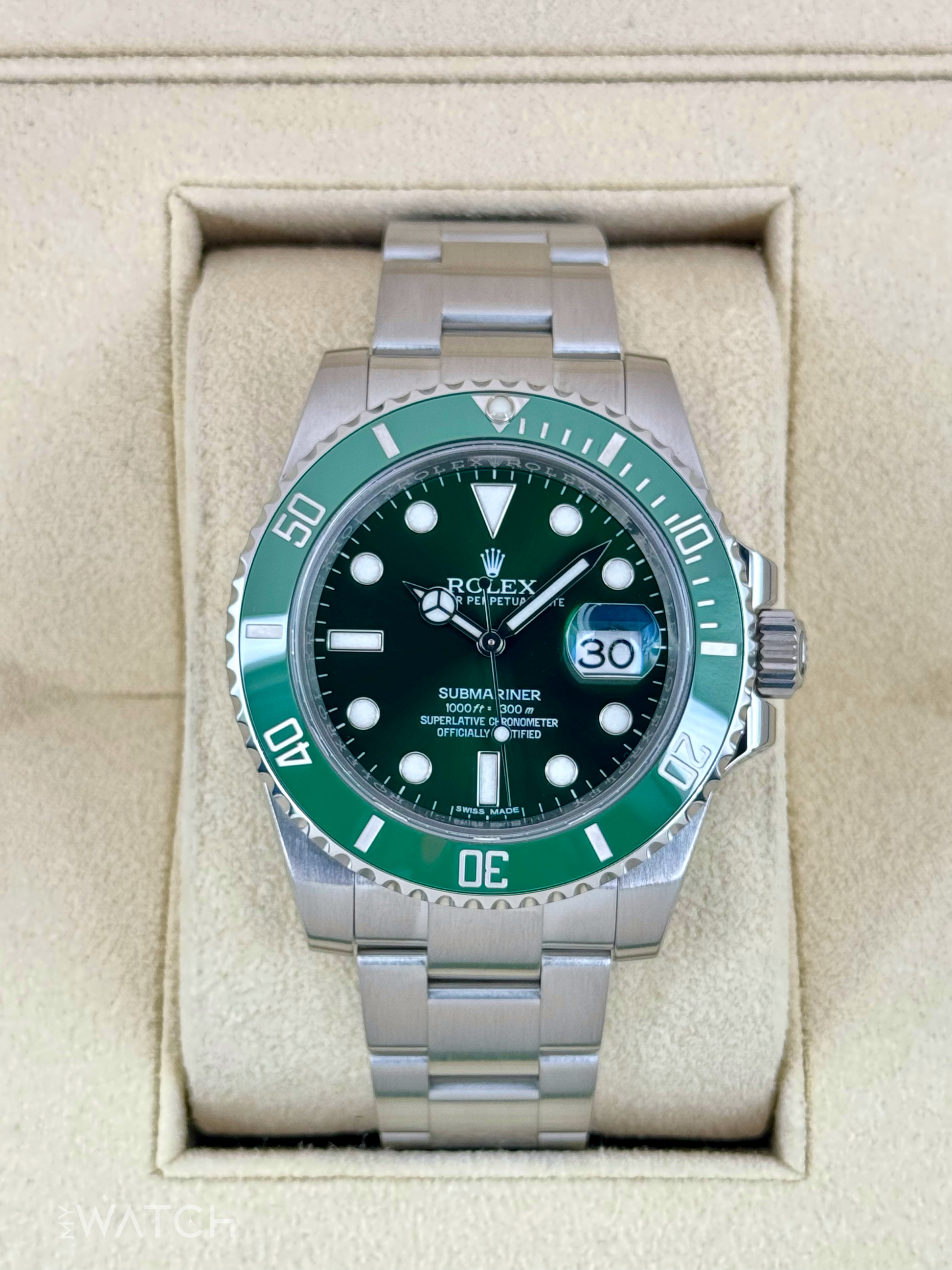 2015 Rolex Submariner “Hulkâ€?40mm 116610LV Green Dial - MyWatchLLC