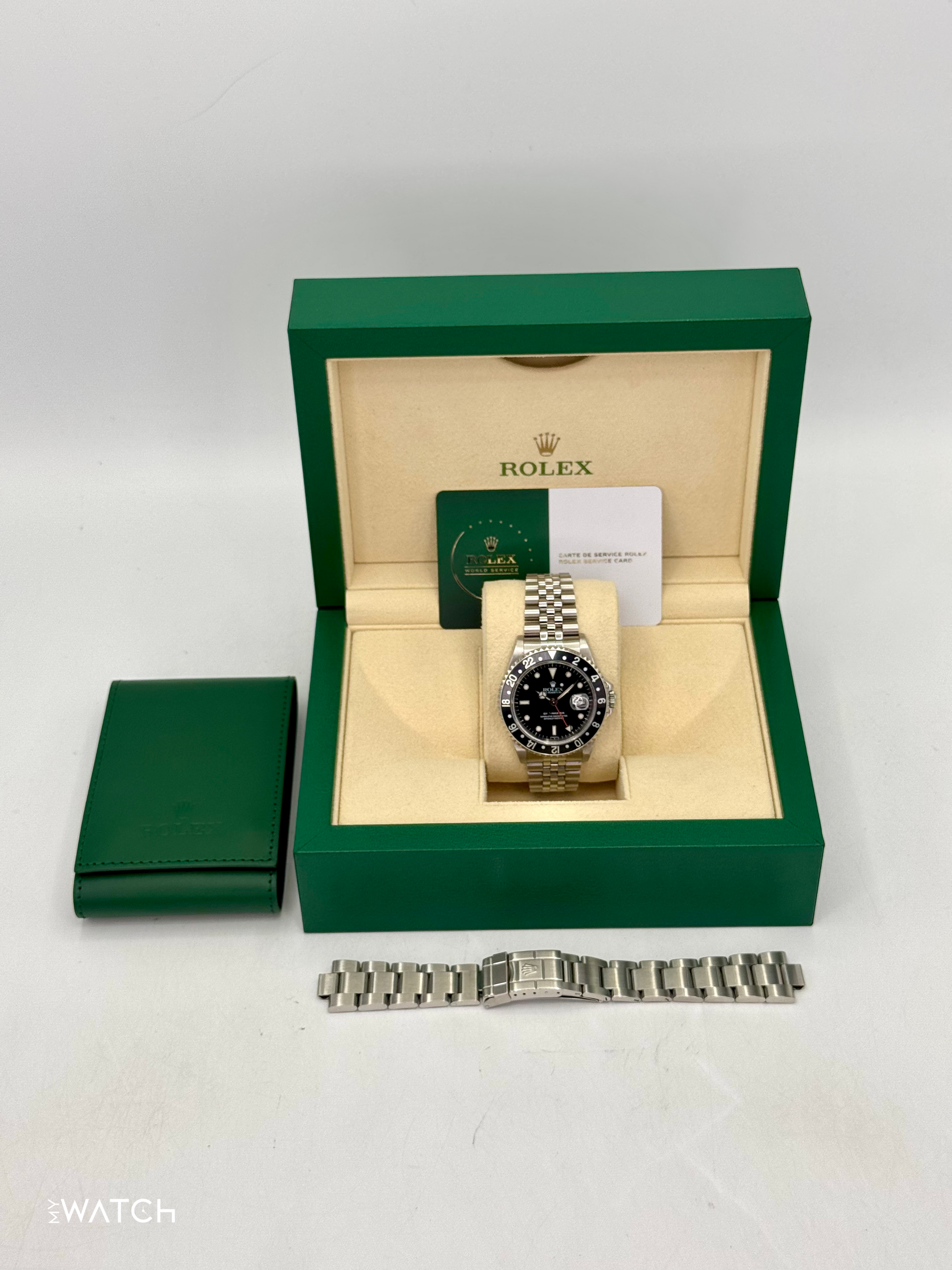 1999 Rolex GMT-Master 40mm 16700 Stainless Steel Jubilee Black Dial (BOTH BRACELETS) - MyWatchLLC