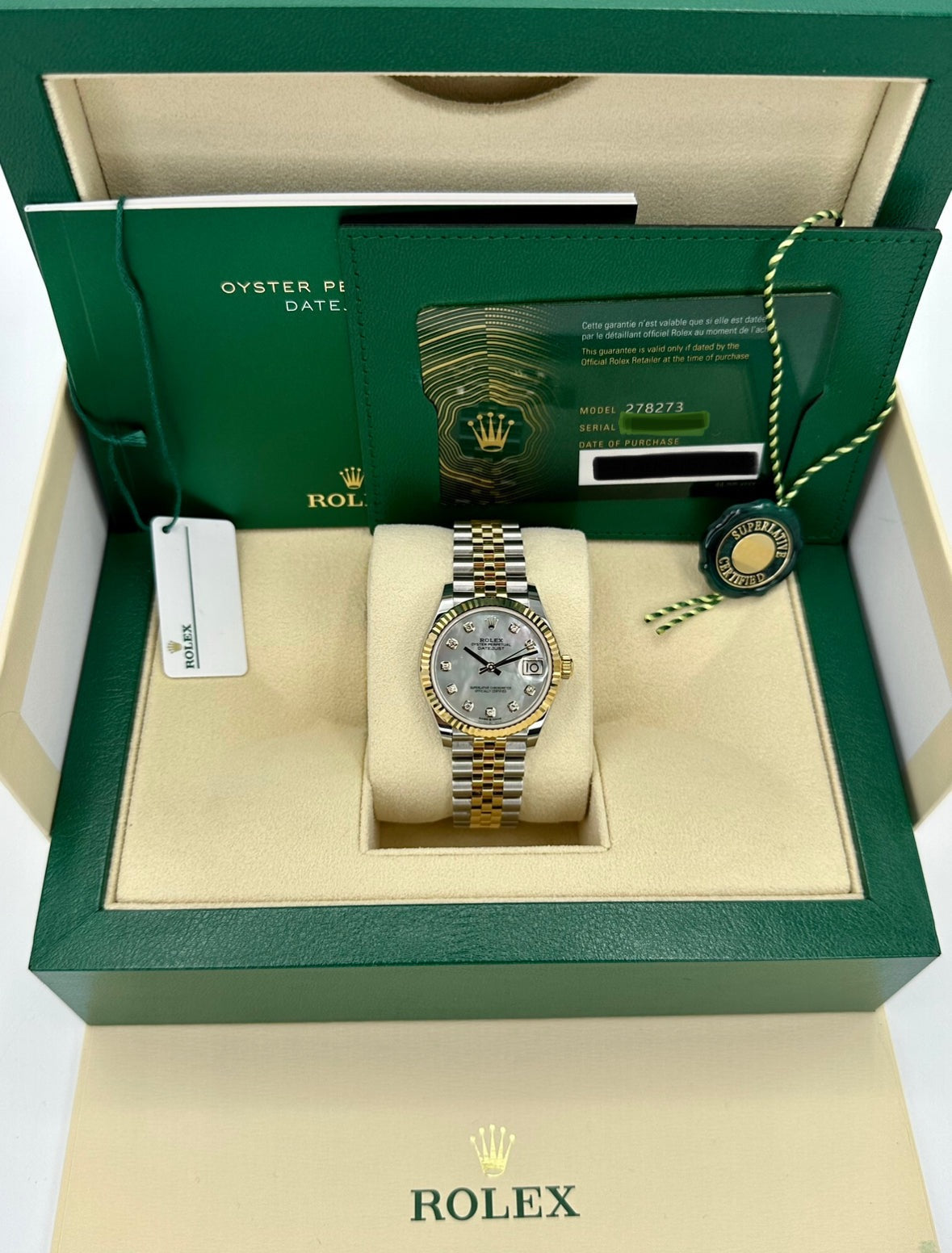 NEW 2025 Rolex Datejust 31mm 278273 Jubilee MOP Diamond Dial - MyWatchLLC