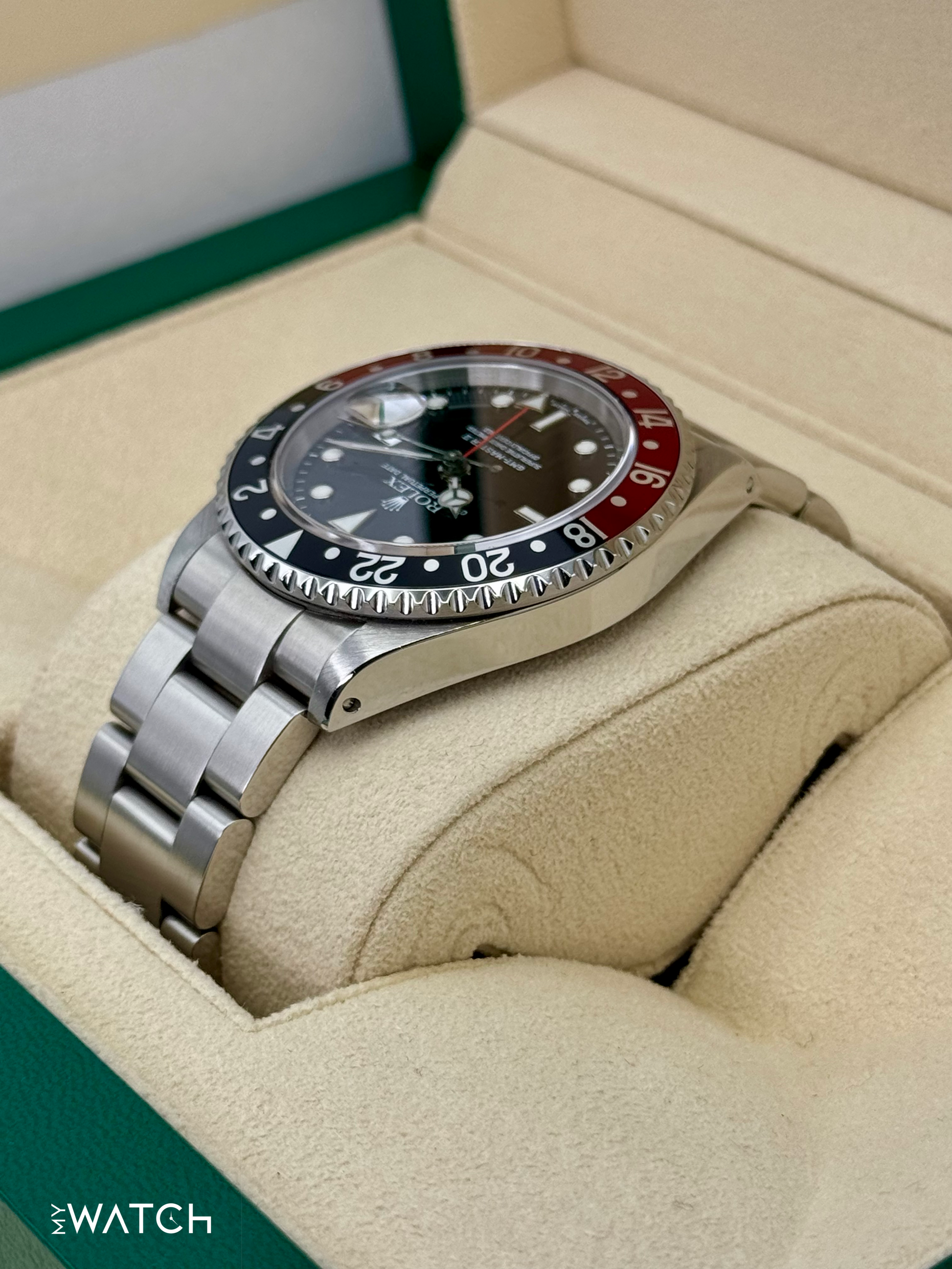 2001 Rolex GMT Master II "Coke" 40mm 16710 Stainless Steel Oyster Black Dial - MyWatchLLC