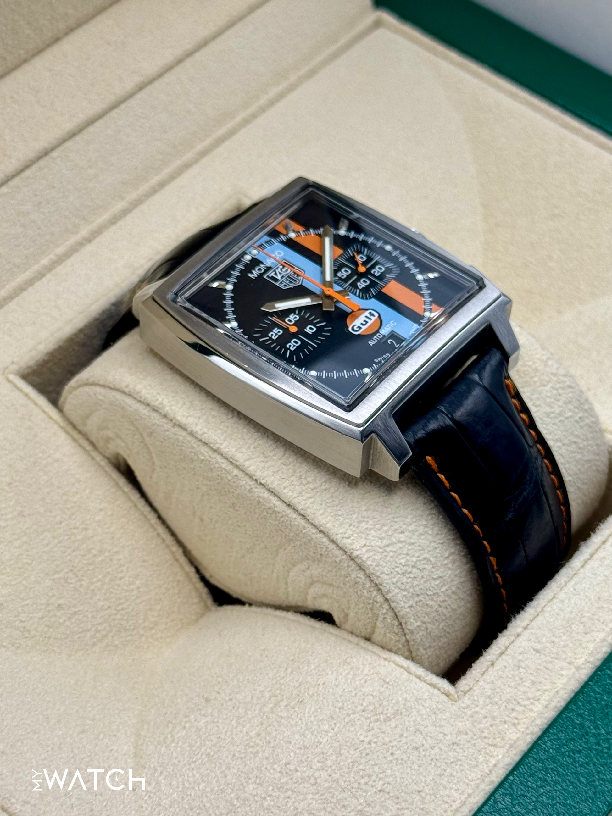 Tag Heuer Monaco Gulf Limited Edition 38mm CW211A Black Dial - MyWatchLLC