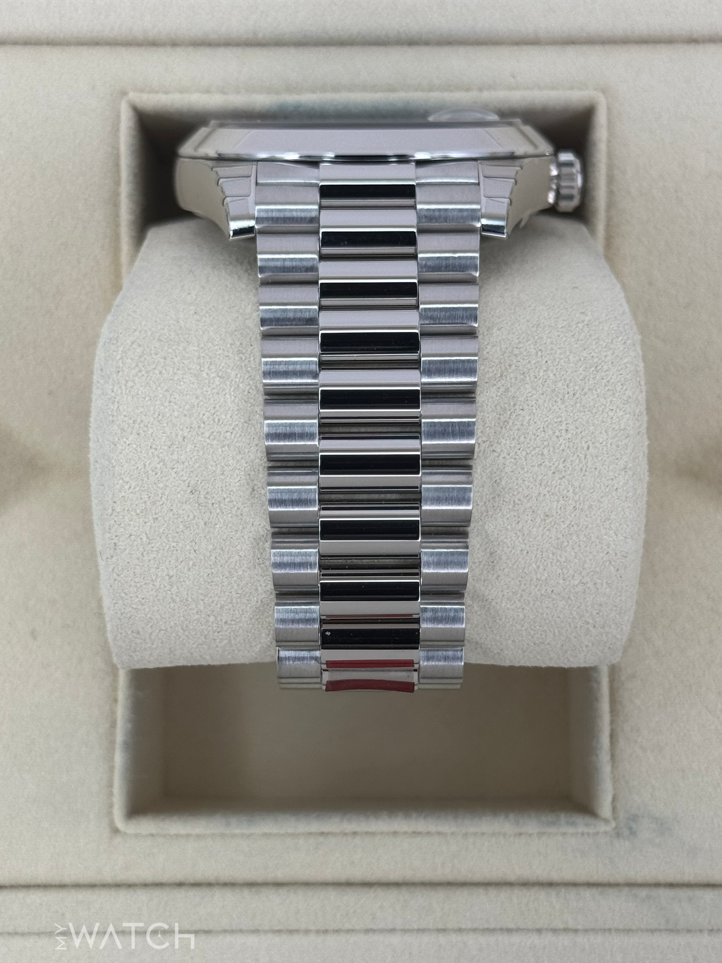 NEW 2024 Rolex Day-Date 40mm 228206 Platinum Blue Motif Dial - MyWatchLLC