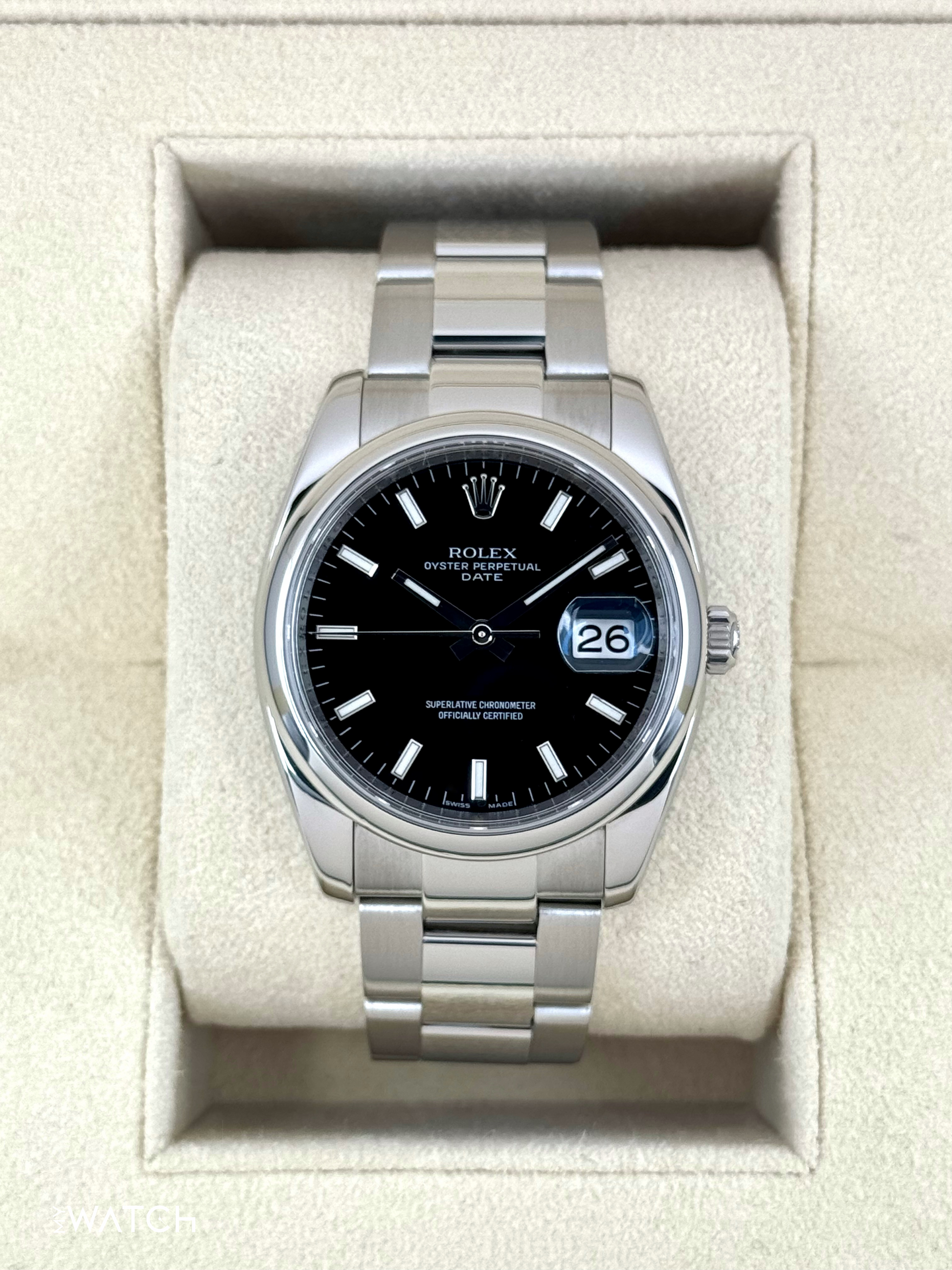 2024 CPO Rolex Oyster Perpetual Date 34mm 115200 Black Dial - MyWatchLLC
