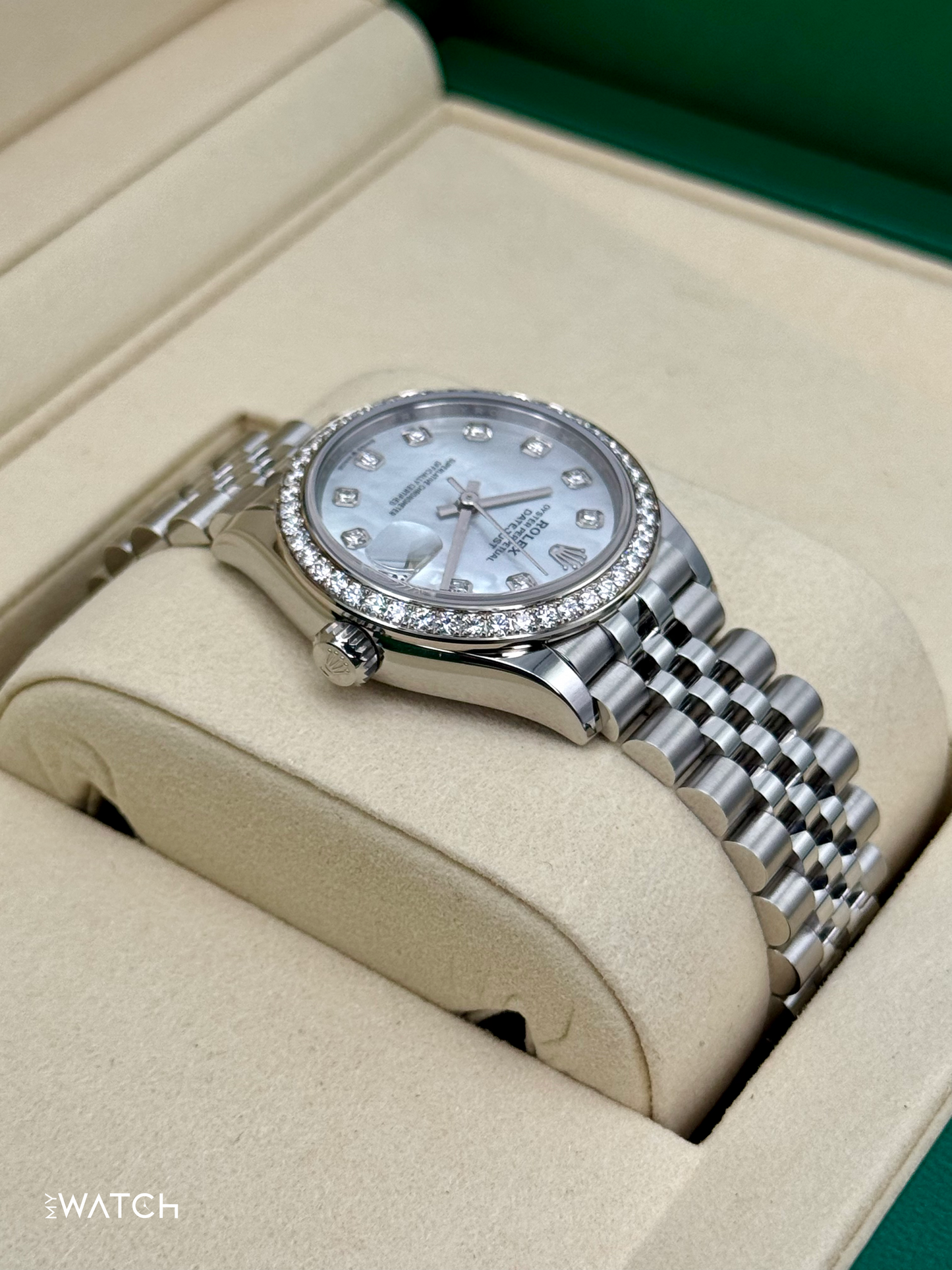 NEW 2025 Rolex Lady Datejust 28mm 278384RBR Jubilee MOP Diamond Dial - MyWatchLLC