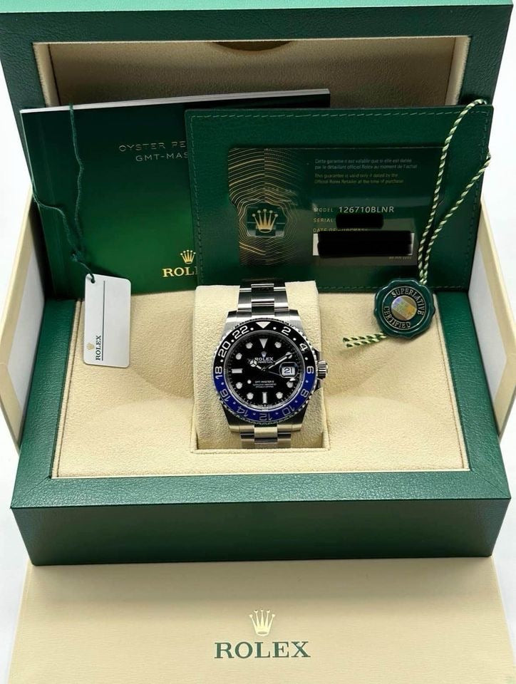 New 2023 GMT-Master II "Batman" 40mm 126710BLNR Oyster Black Dial - MyWatchLLC