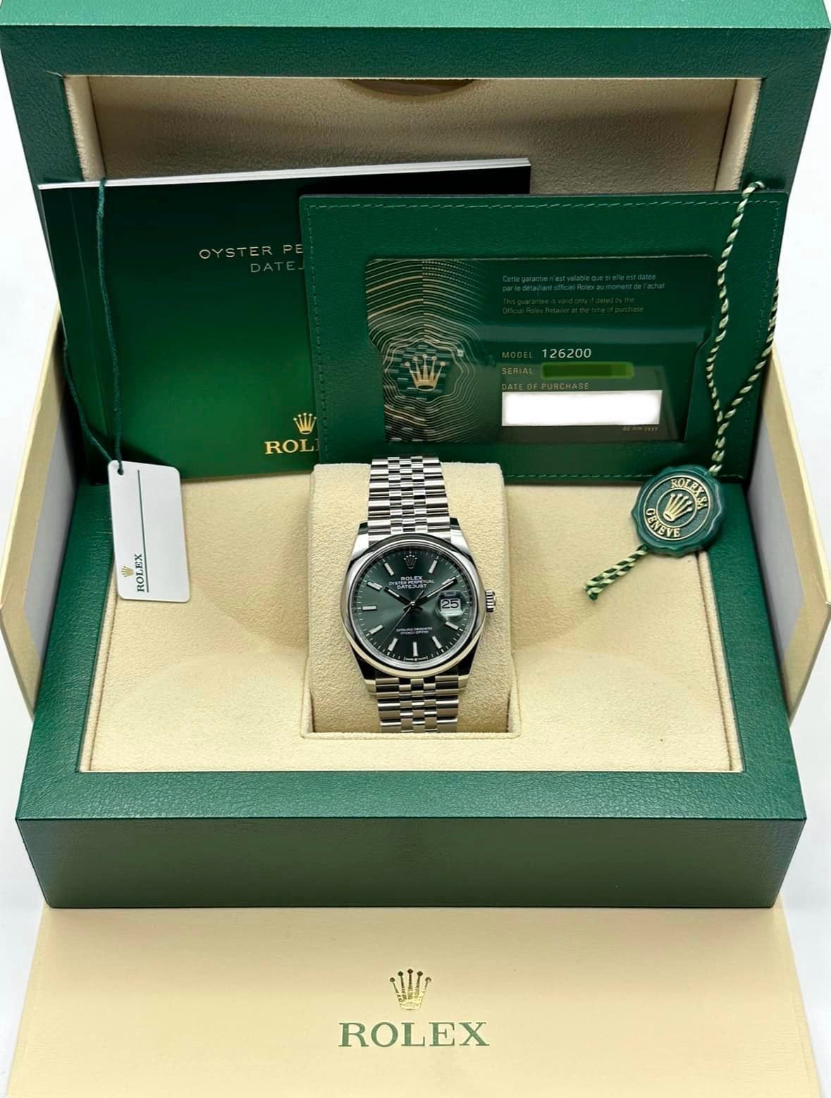 NEW 2025 Rolex Datejust 36mm 126200 Jubilee Mint Green Dial - MyWatchLLC