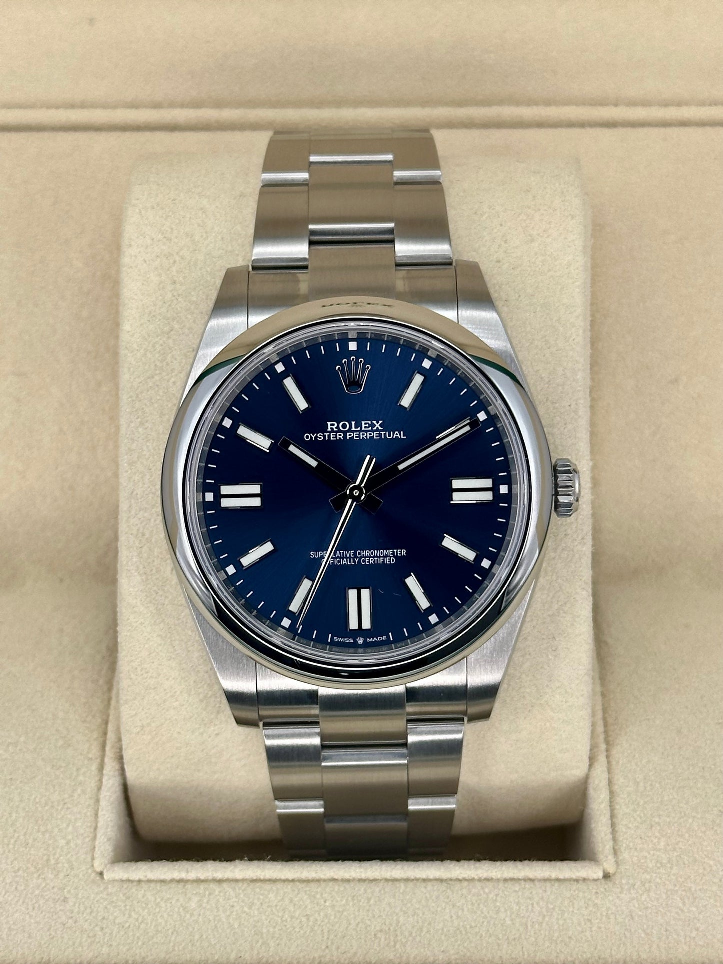 NEW 2022 Rolex Oyster Perpetual 41mm 124300 Blue Stick Dial - MyWatchLLC