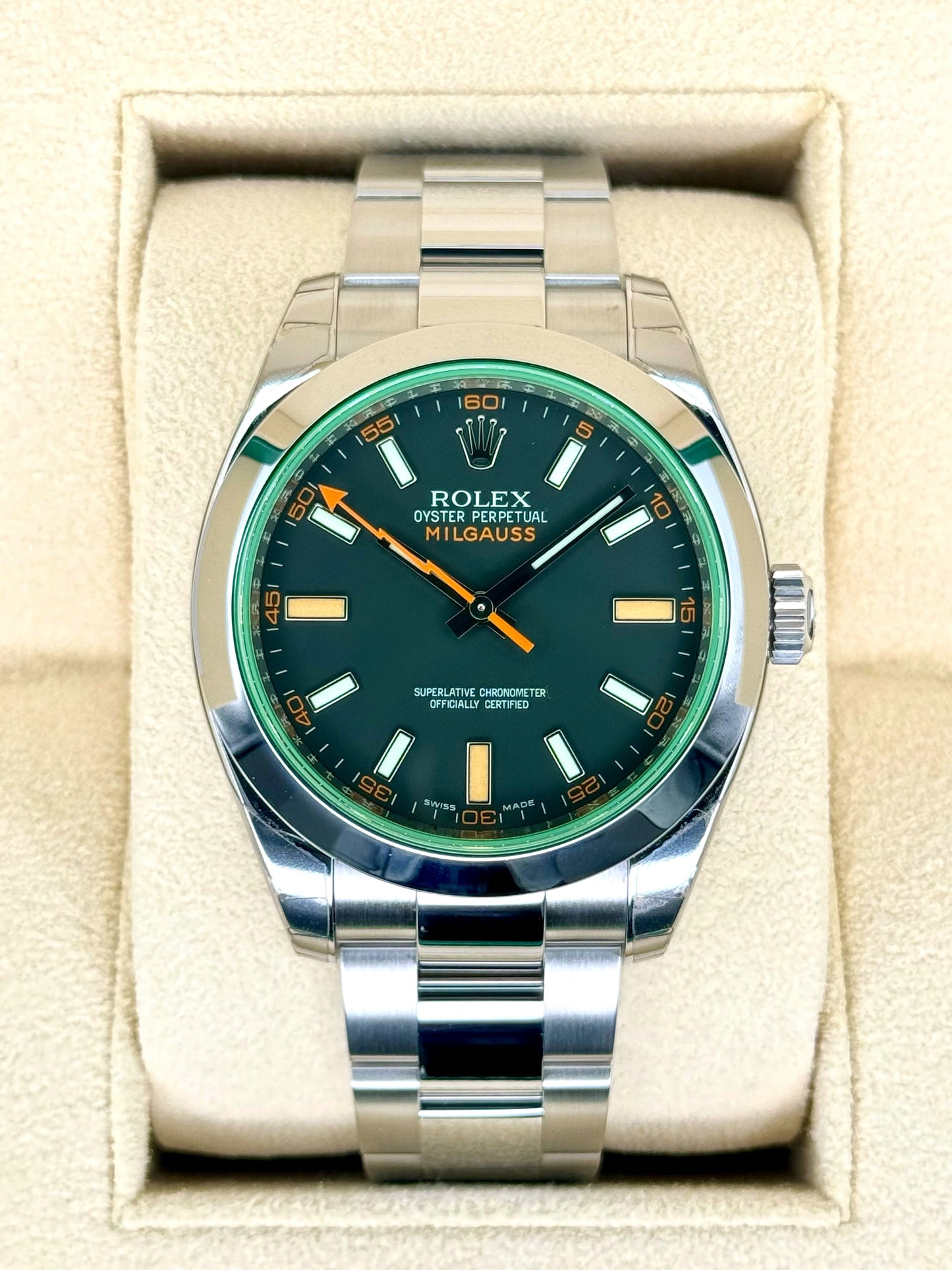 NEW 2009 Rolex Milgauss 40mm 116400GV Black Dial - MyWatchLLC