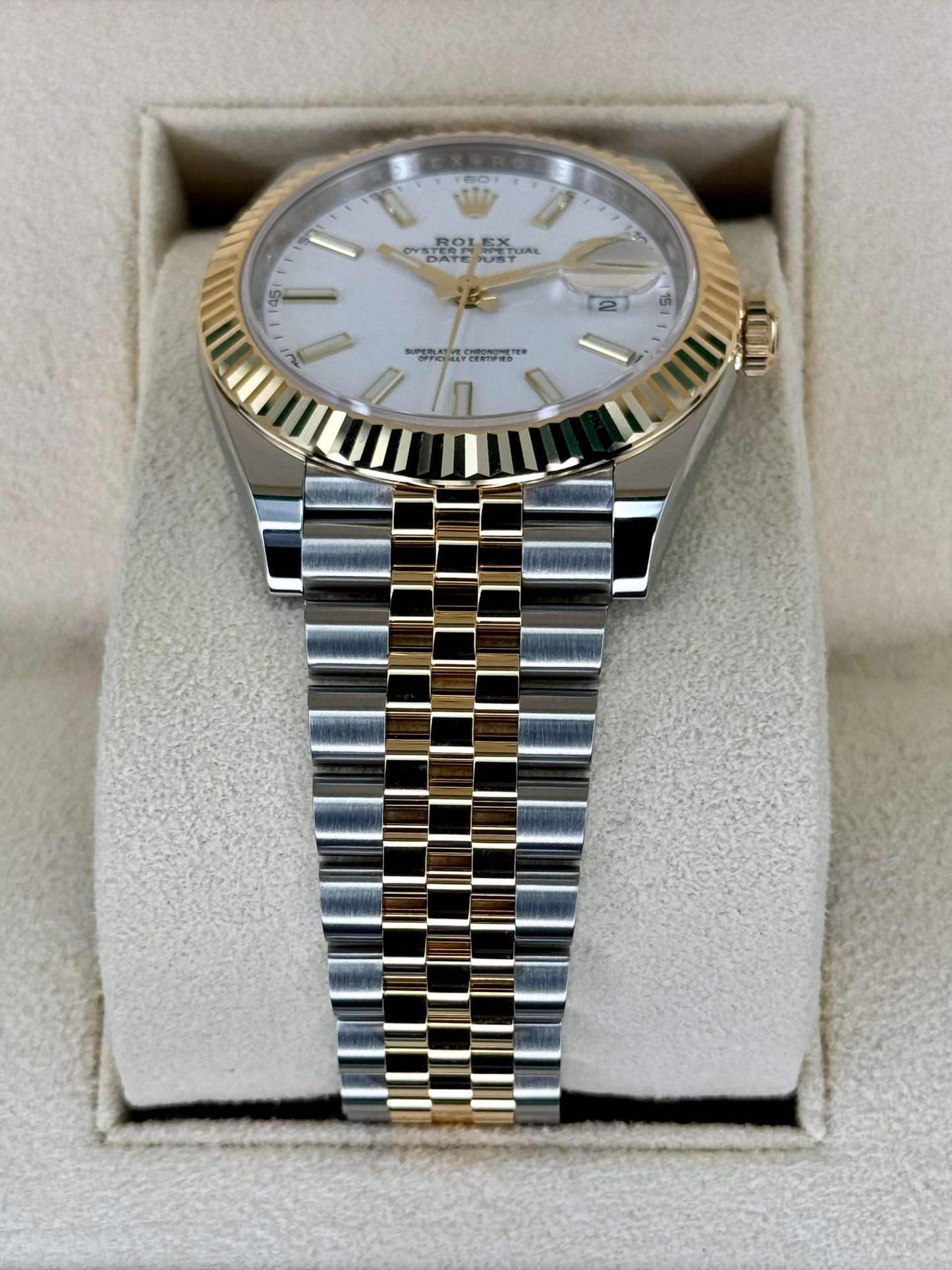 NEW 2023 Rolex Datejust 41mm 126333 Two-Tone Jubilee White Stick Dial - MyWatchLLC