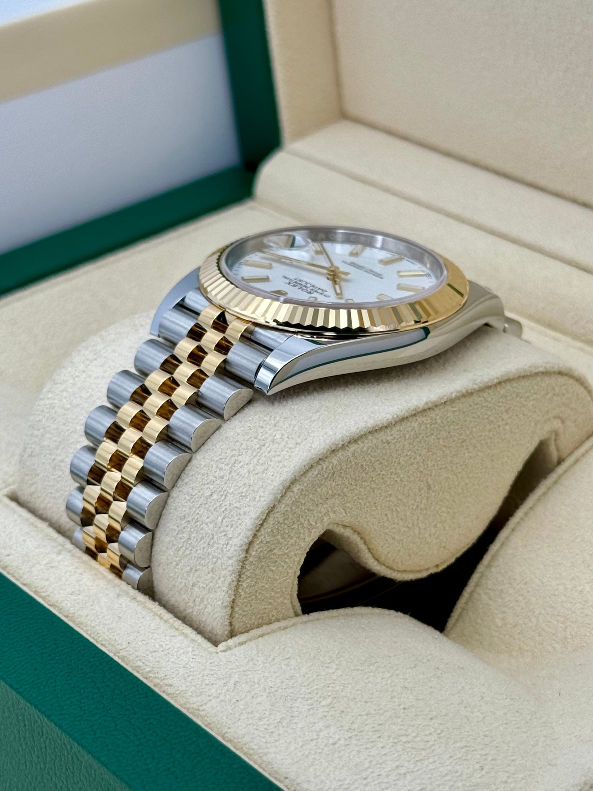 NEW 2023 Rolex Datejust 41mm 126333 Two-Tone Jubilee White Stick Dial - MyWatchLLC
