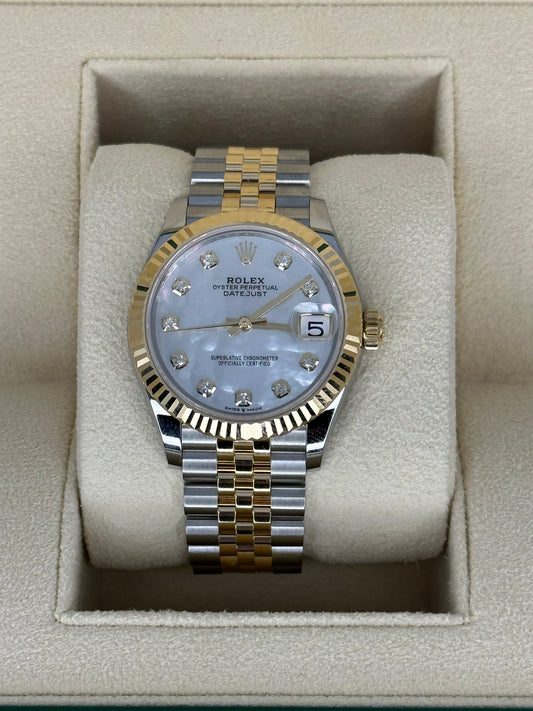 NEW 2023 Rolex Datejust 31mm 278273 Two-Tone Jubilee MOP Diamond Dial - MyWatchLLC