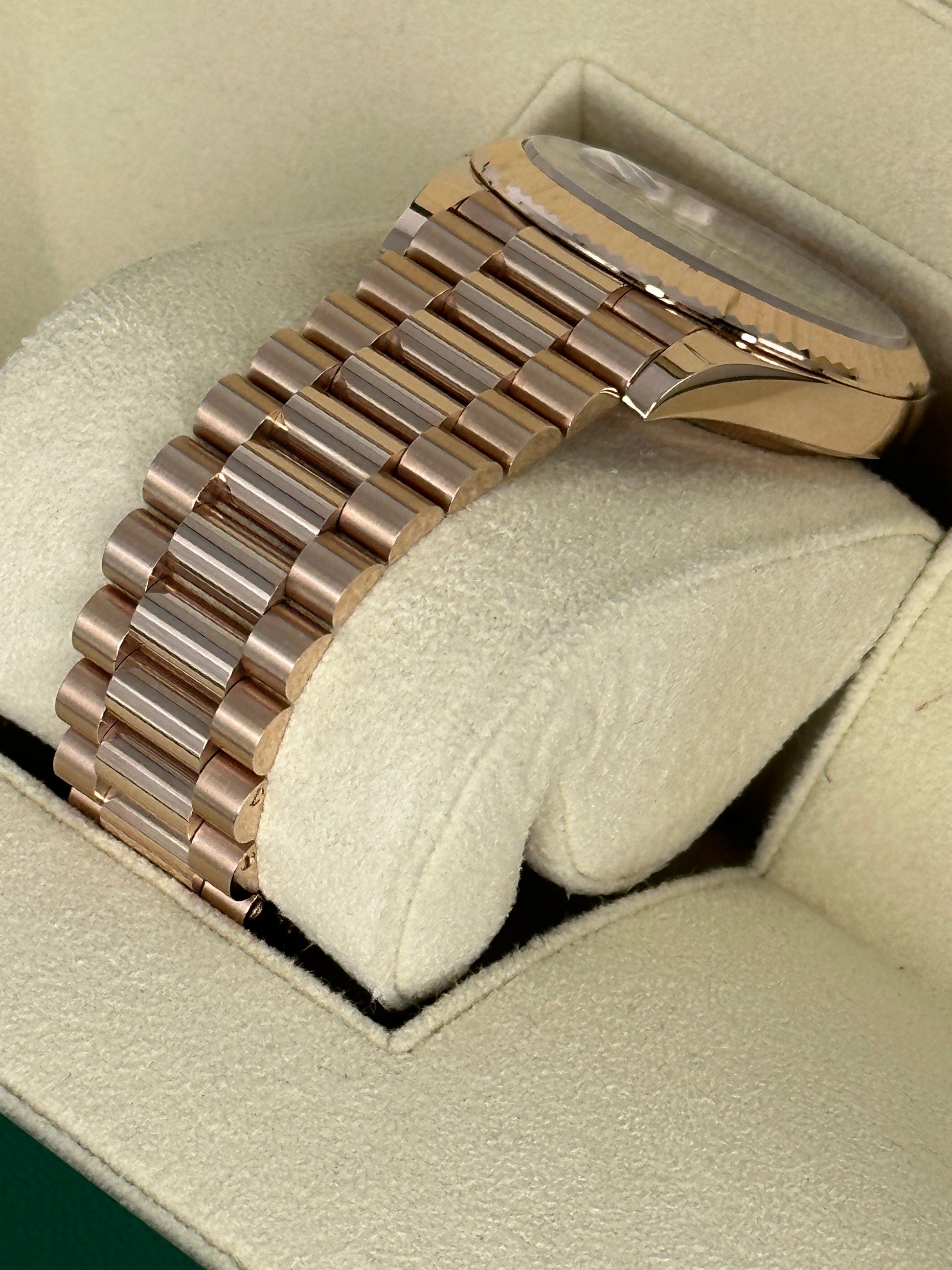 2022 Rolex Day-Date 40mm 228235 Presidential Rose Gold Olive Dial - MyWatchLLC