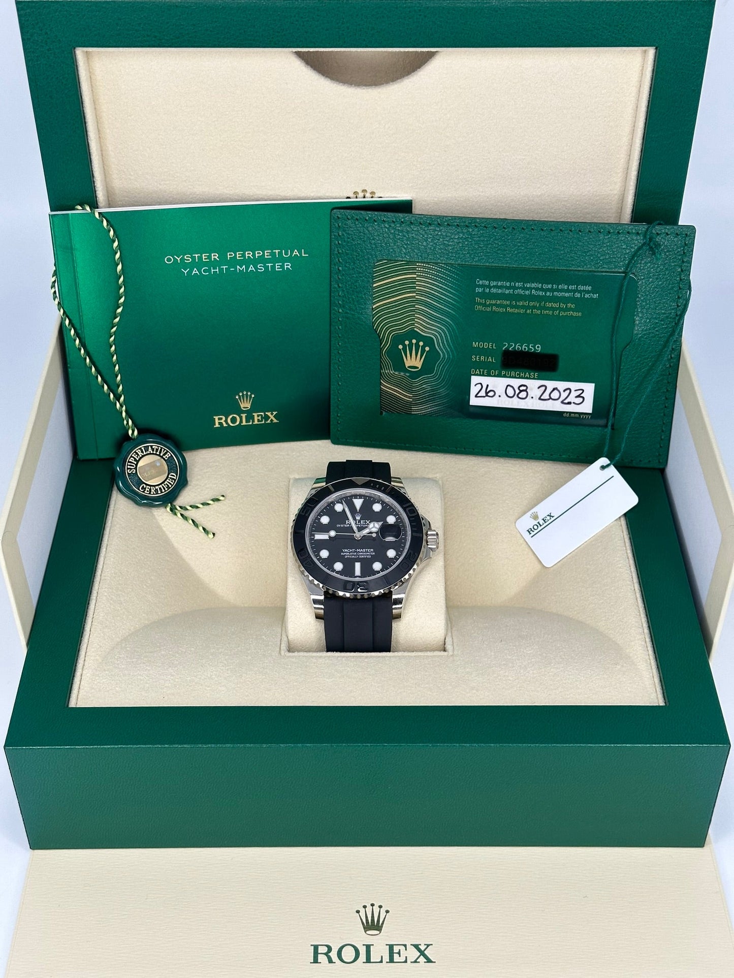 NEW 2023 Rolex Yacht-Master 42mm 226659 White Gold Oysterflex Black Dial - MyWatchLLC
