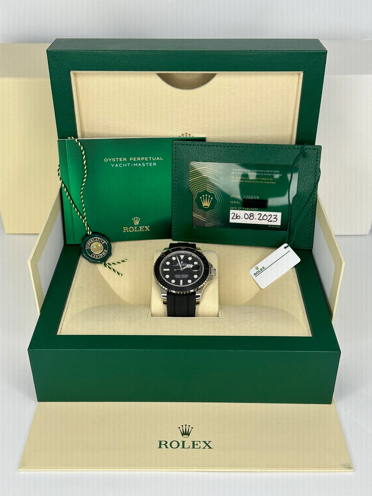 NEW 2023 Rolex Yacht-Master 42mm 226659 White Gold Oysterflex Black Dial - MyWatchLLC