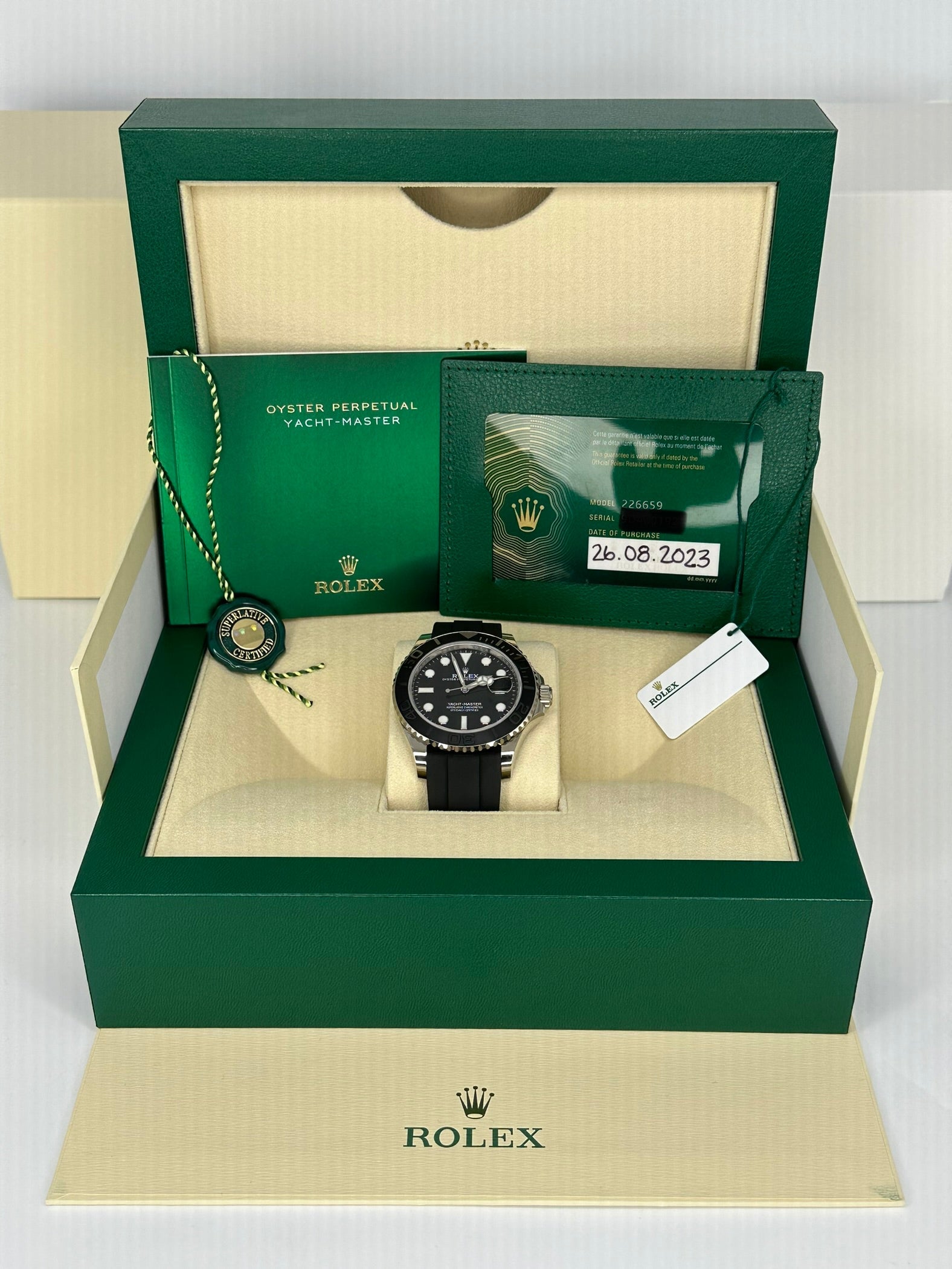 NEW 2023 Rolex Yacht-Master 42mm 226659 White Gold Oysterflex Black Dial - MyWatchLLC