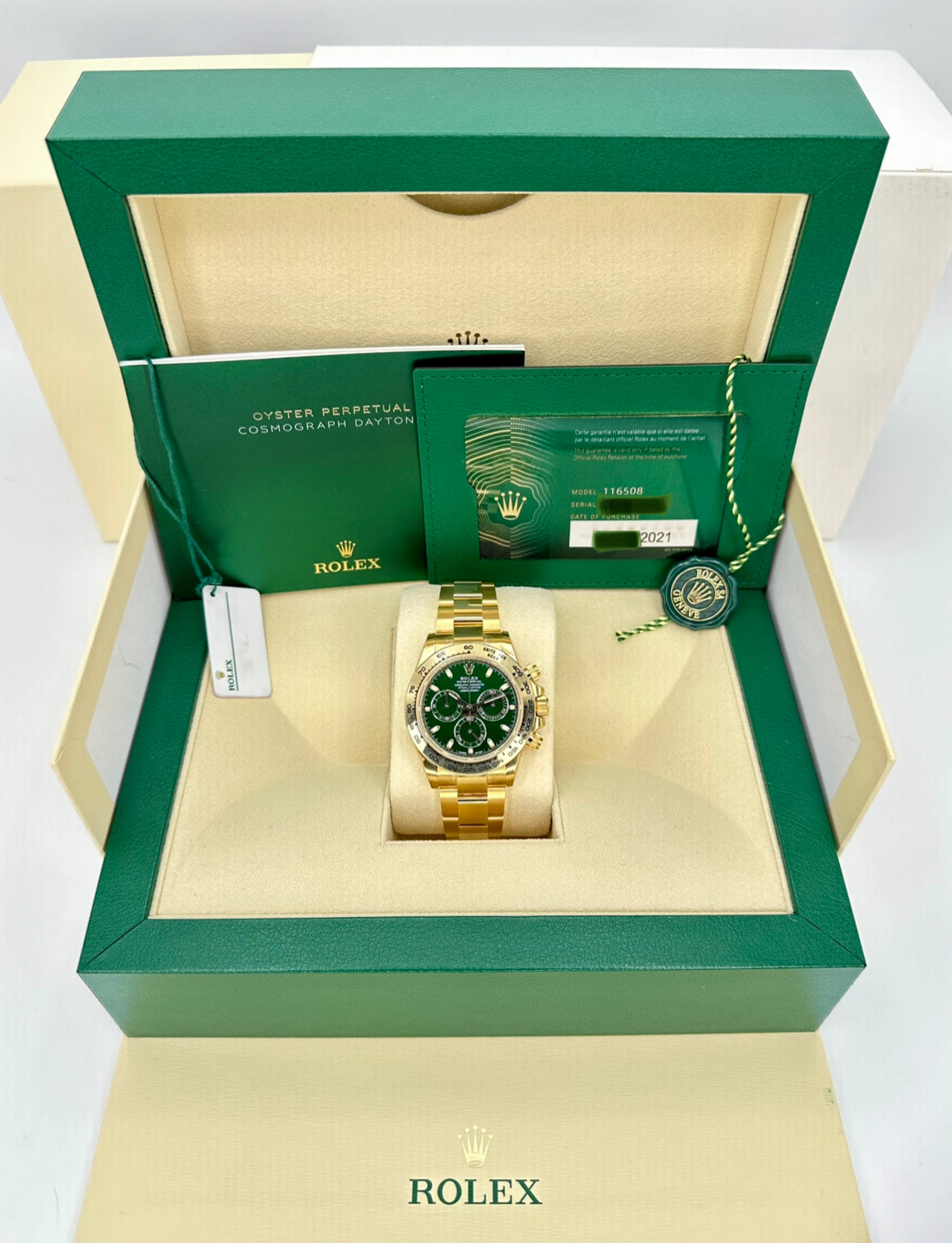 NEW 2021 Rolex Daytona "John Mayer" 40mm 116508 Yellow Gold Green Dial - MyWatchLLC