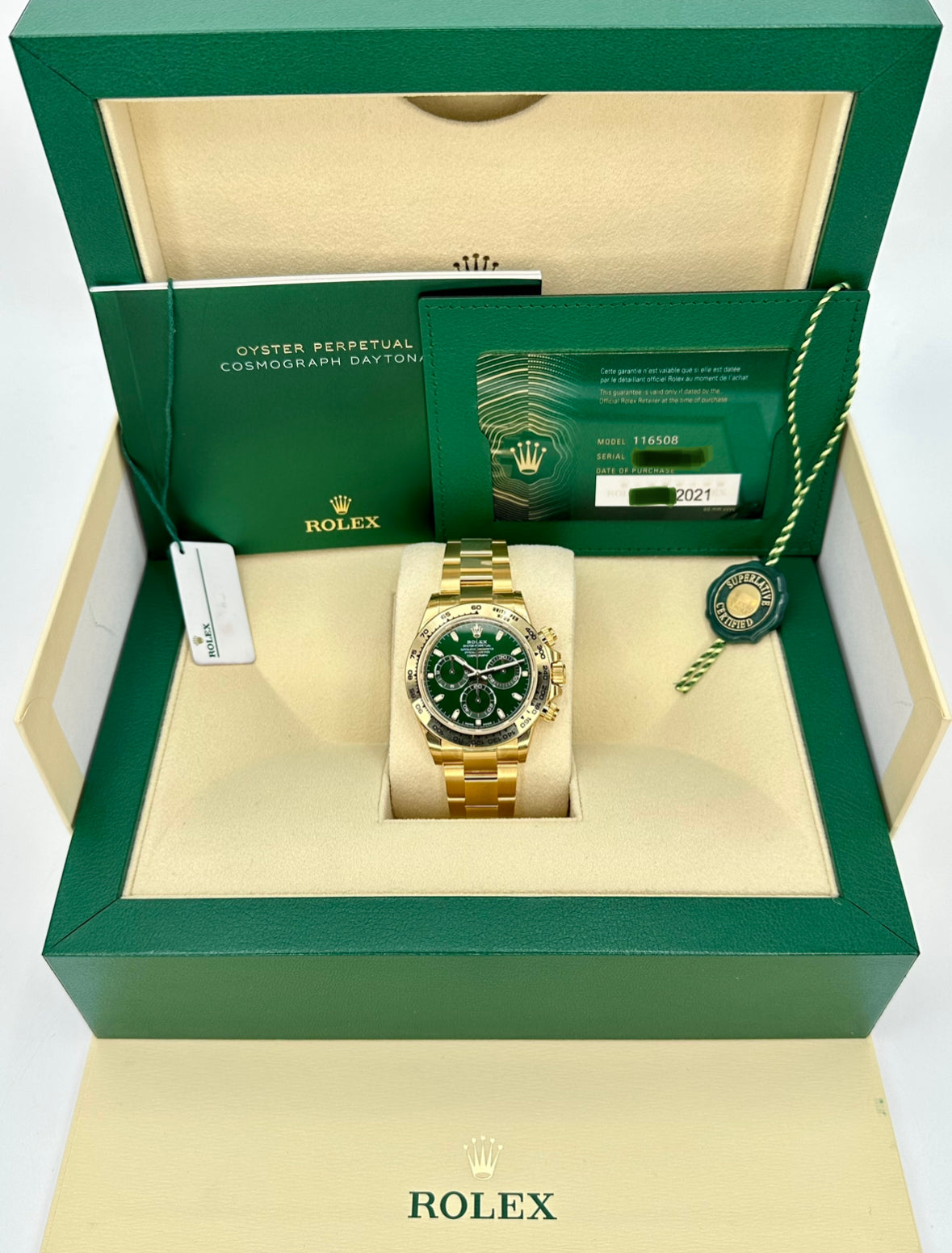 NEW 2021 Rolex Daytona "John Mayer" 40mm 116508 Yellow Gold Green Dial - MyWatchLLC