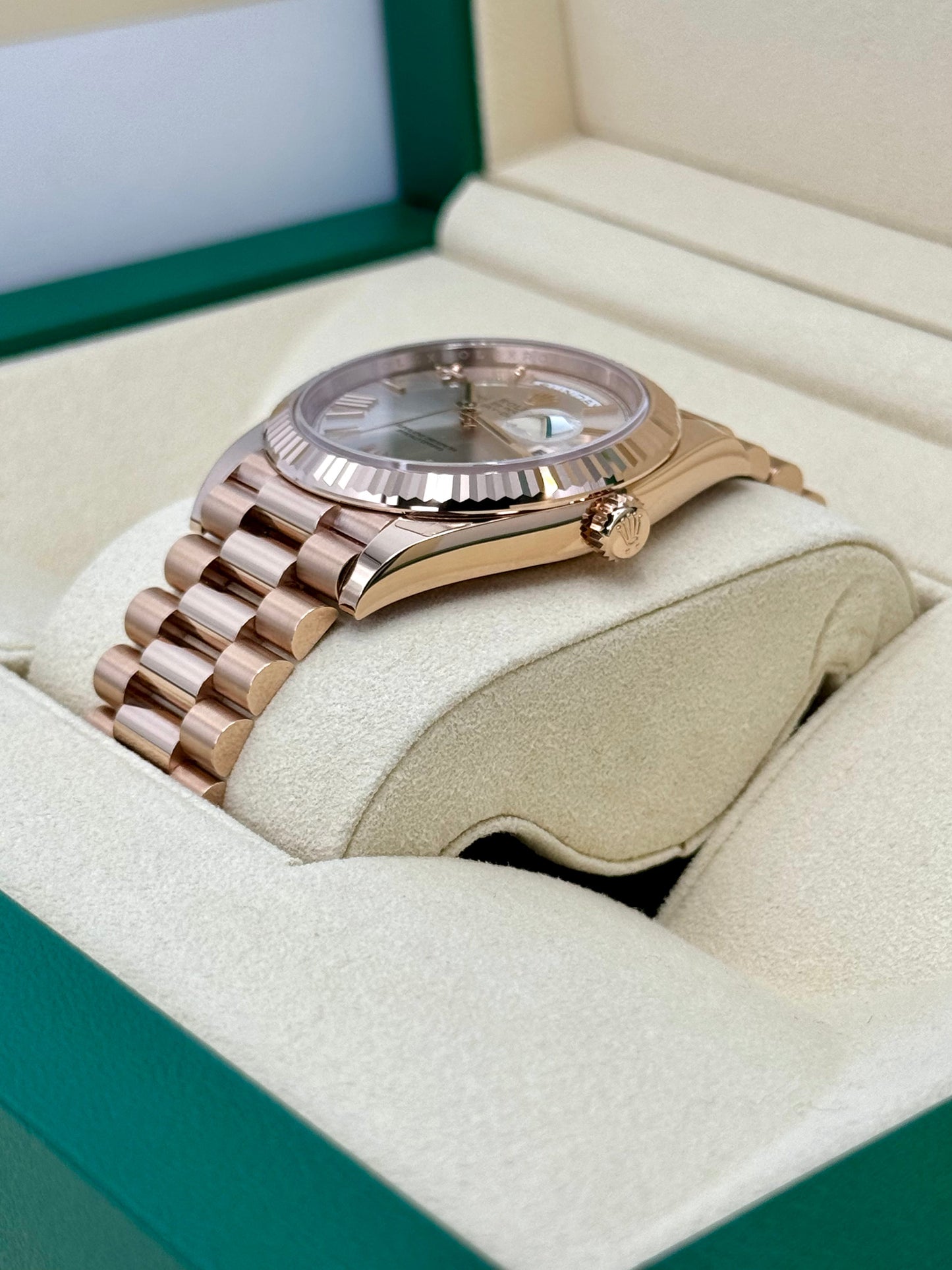 NEW 2021 Rolex Day-Date 40mm 228235 Rose Gold Sundust Dial - MyWatchLLC