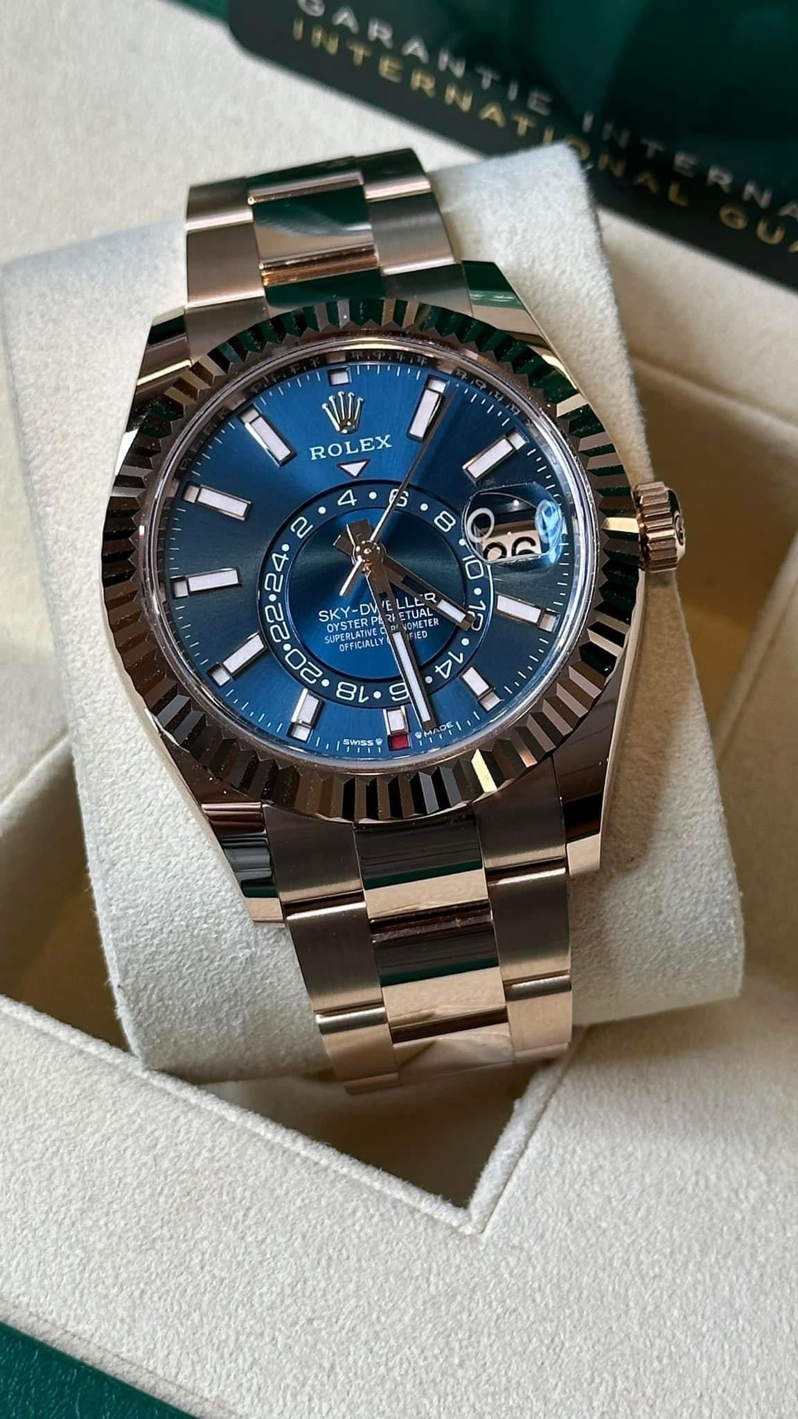 NEW 2023 Rolex Sky-Dweller 42mm 336935 Rose Gold Blue Dial - MyWatchLLC