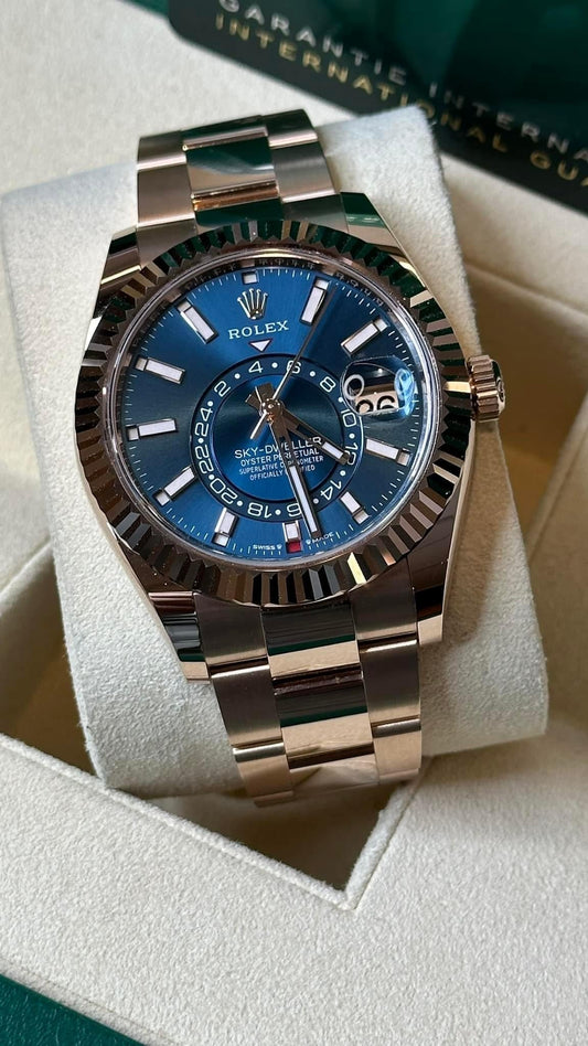 NEW 2023 Rolex Sky-Dweller 42mm 336935 Rose Gold Blue Dial - MyWatchLLC